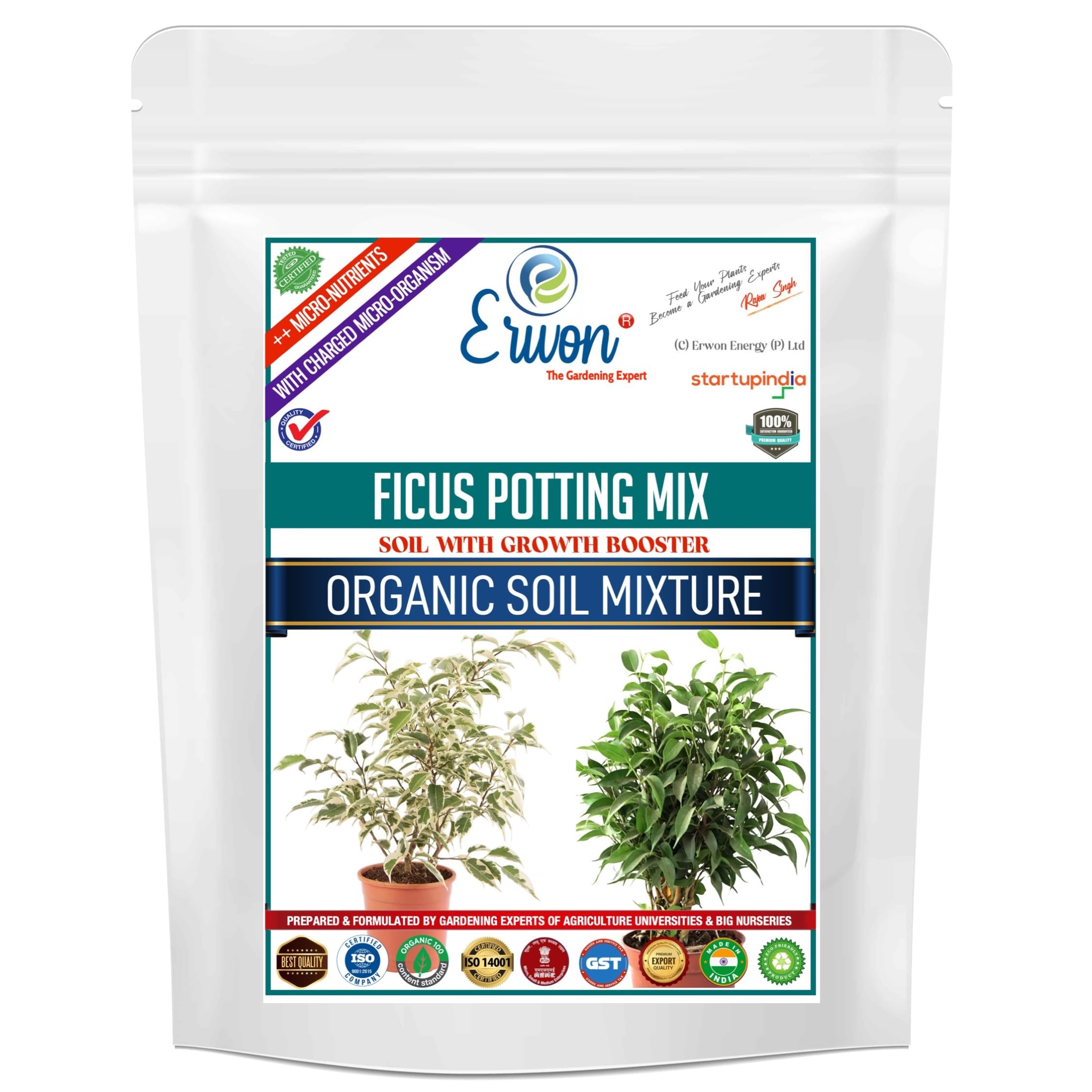Erwon Ficus Potting Mix, Premium Essential Powerful Organic Soil with Plant Growth Booster, Charged Micro-Organism and ++ Micronutrients (1800 gm) (B097DR4FXB) Amazon Price History, Amazon Price Tracker