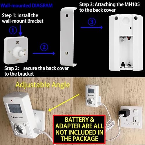 Miniatura 8 de Sensor de movimiento remoto de 135 dB, alarma de sonido fuerte para garaje, cobertizo. Alerta de teclado portátil a batería para viajes, campamento.