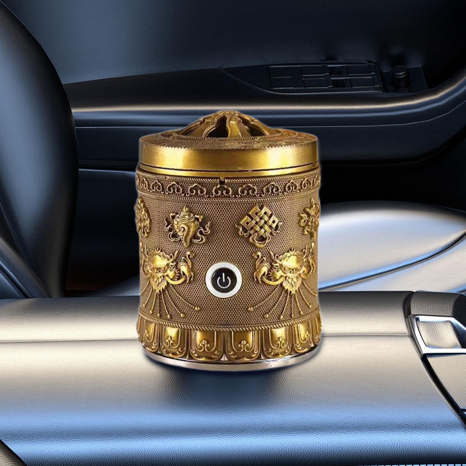 IOIUSKKU Ornamento in metallo per stanza, cucina, caffetteria, casa, porta incenso ricaricabile tramite USB, professionale, Bronzo, 7.5 x 10 cm