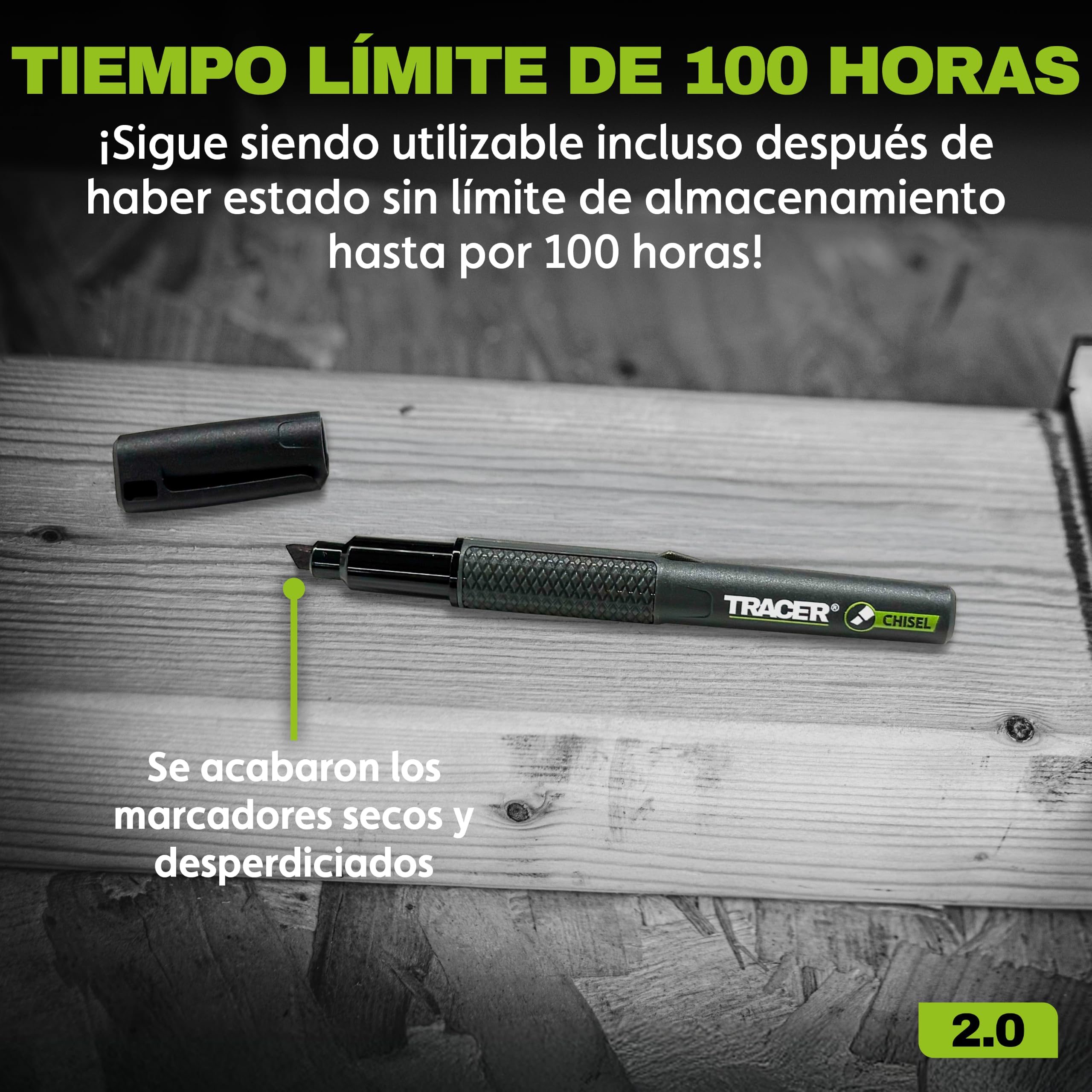 Tracer 2.0 Marcador permanente con punta de cincel, 36 piezas, negro