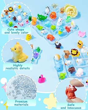 FIVEIZERO 56 Pcs Mini Resin Animal Figurines Bulk Tiny Little Animals to Hide Small Figures for Micro Fairy Garden Party Favors Dollhouse Crafts Decor
