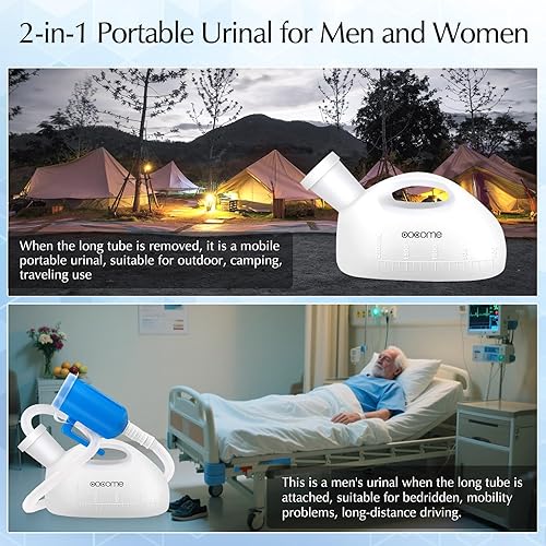 Miniatura 4 de Portable Urinals for Men, OOCOME Men Urinal Bottle Spill Proof Reusable Male Pee Bottle Camping Toilet Thicken Men's Potty 2000 ml 47.2" Long Tube