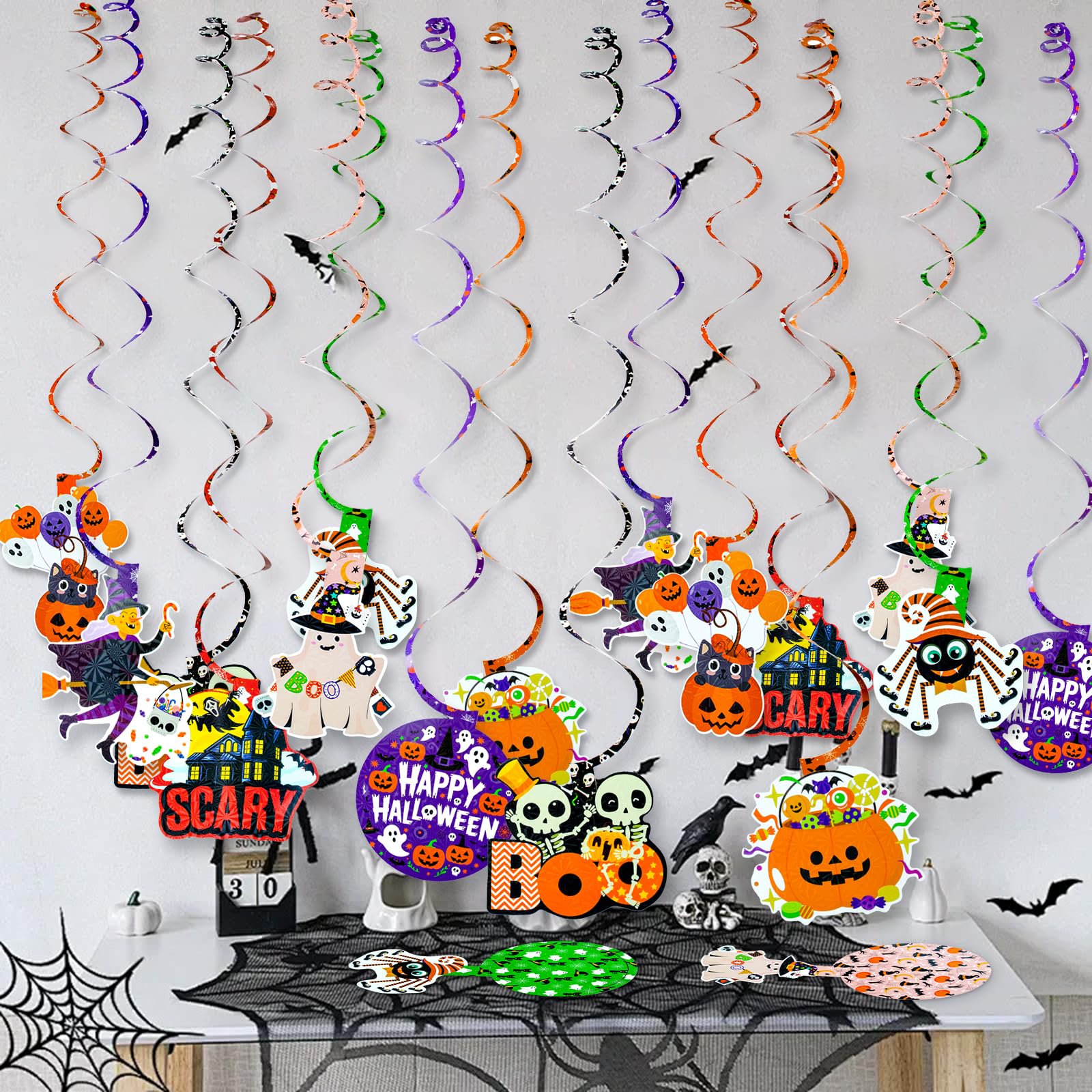 Paper Hanging Swirls Decorations for Halloween Party 24 Pack Paper Streamers Ceiling Decor - Image 3