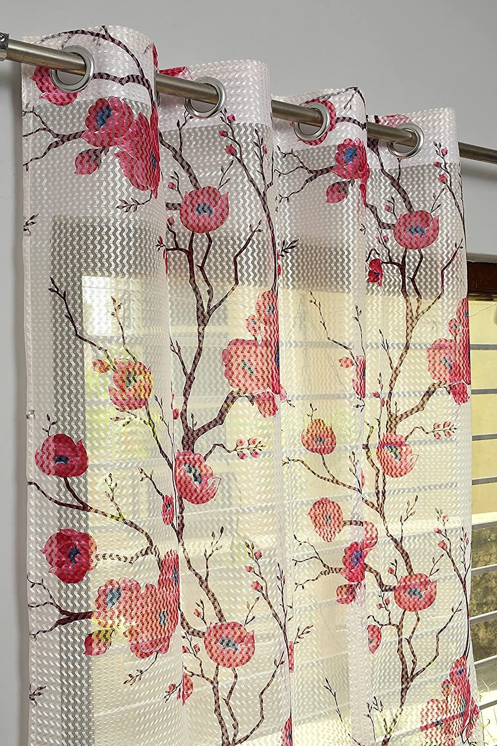 DECOMIZER 5Ft Door Curtain Set of 1 | Tissue Net Floral Semi Transparent Sheer Parda for Home Living/Drawing and Bedroom, 4 x 5 Feet Window, White Jhaad Net Curtains, Pack of 1 Pcs, Pink (B09N74ZD3V) Amazon Price History, Amazon Price Tracker