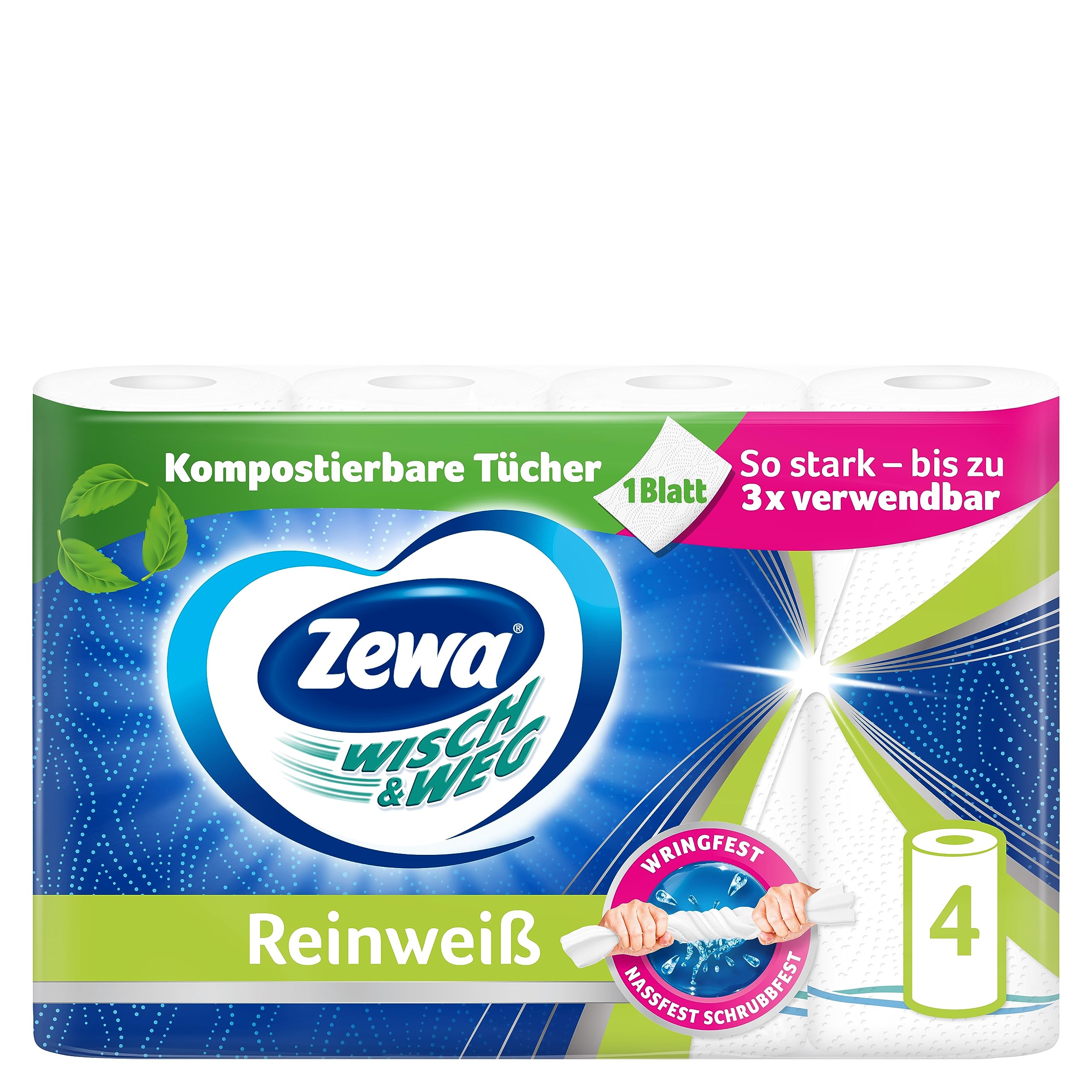 Zewa Wisch & Weg Reinweiss 4x48 Blatt / 12 Packungen