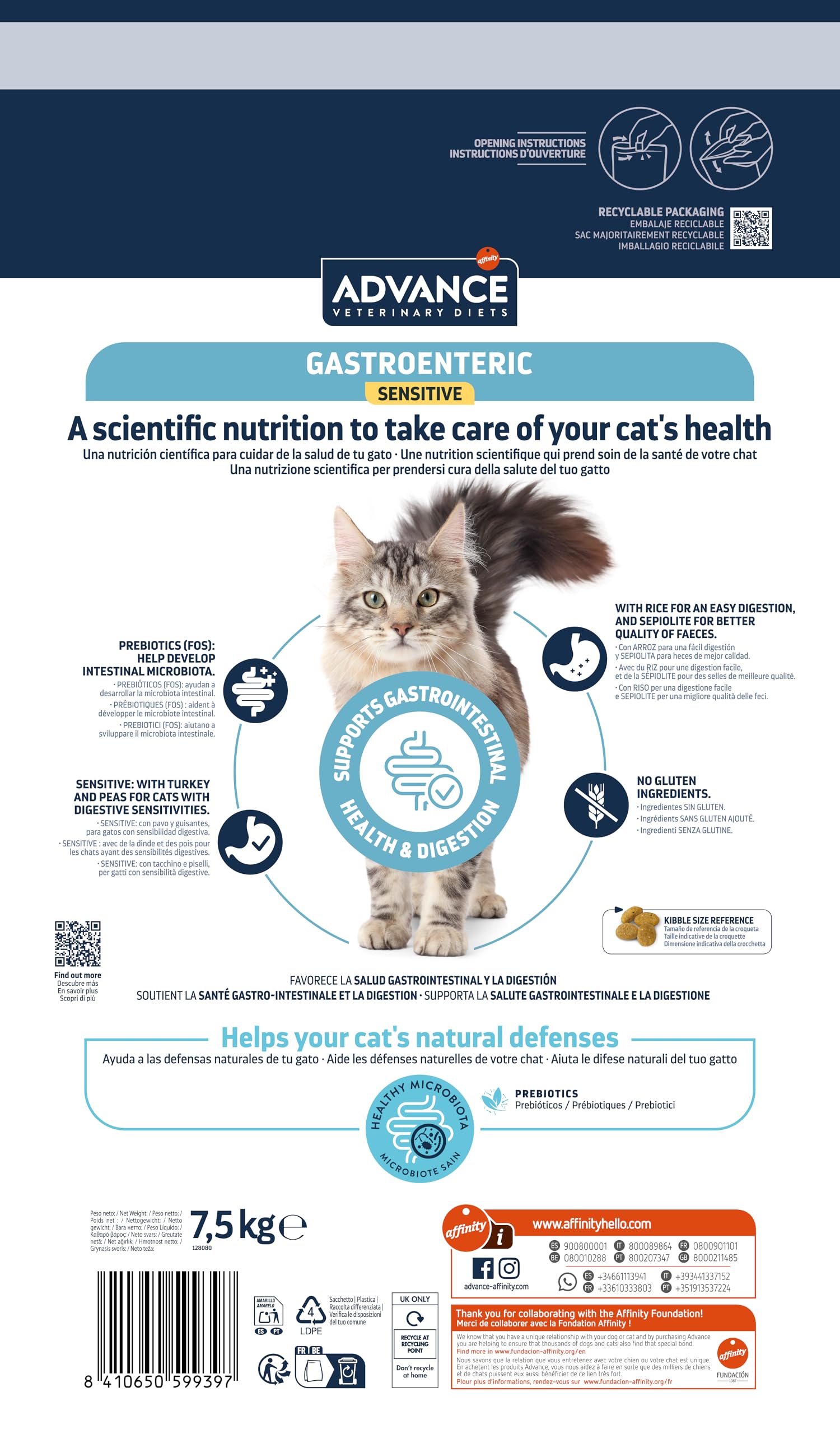 Advance Veterinary Diets Sensitive Gastroenteric, karma dla kotów z zaburzeniami żołądkowo-jelitowymi, 7,5 kg
