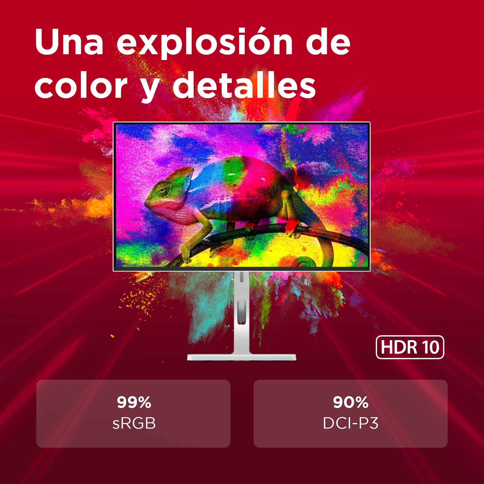 Lenovo L27h-4A - Monitor QHD 27" (IPS, 4 Lados Ultrafinos, HDMI - DP - USB-C, 16:9, Tasa de Refresco 100 Hz, Tiempo Respuesta 1ms, Montaje VESA 100 mm, Ajuste Inclinación/Altura/Pivote/Giro) - Gris