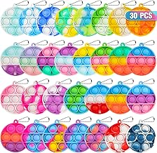 Pop Fidget Toys Bulk Its Party Favors for Kids 4-8 8-12 30 PCS Mini Pop Keychain It Sensory Fidget Toy Pack Fidgets for Classroom Prizes Students Kids Carnival Birthday Goodie Bag Stuffers Fillers