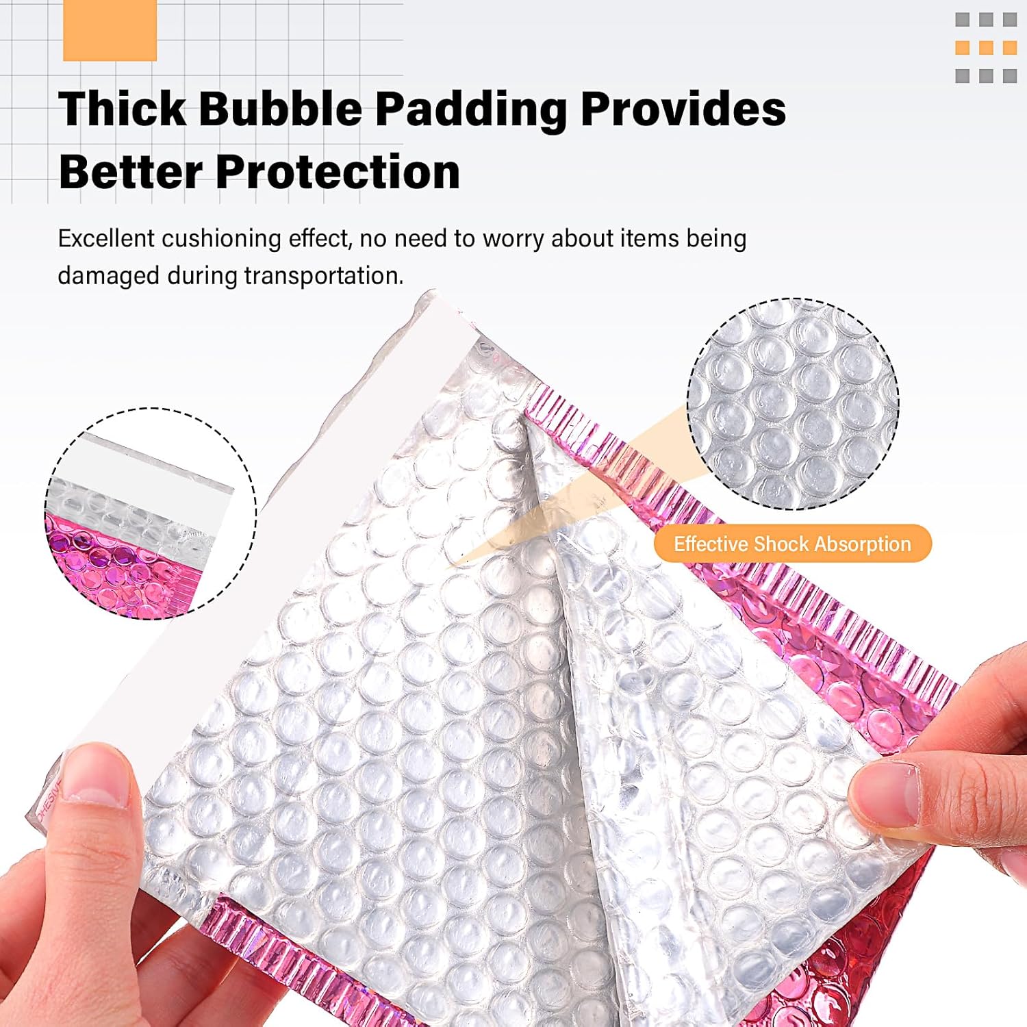 100 Pack Valentine's Day Gift Wrapping Bubble Mailers 3 Sizes Metallic Bubble Envelopes Waterproof Self Sealing Bags for Spring Back to School Packing Small Business(Rose Red,Holographic)