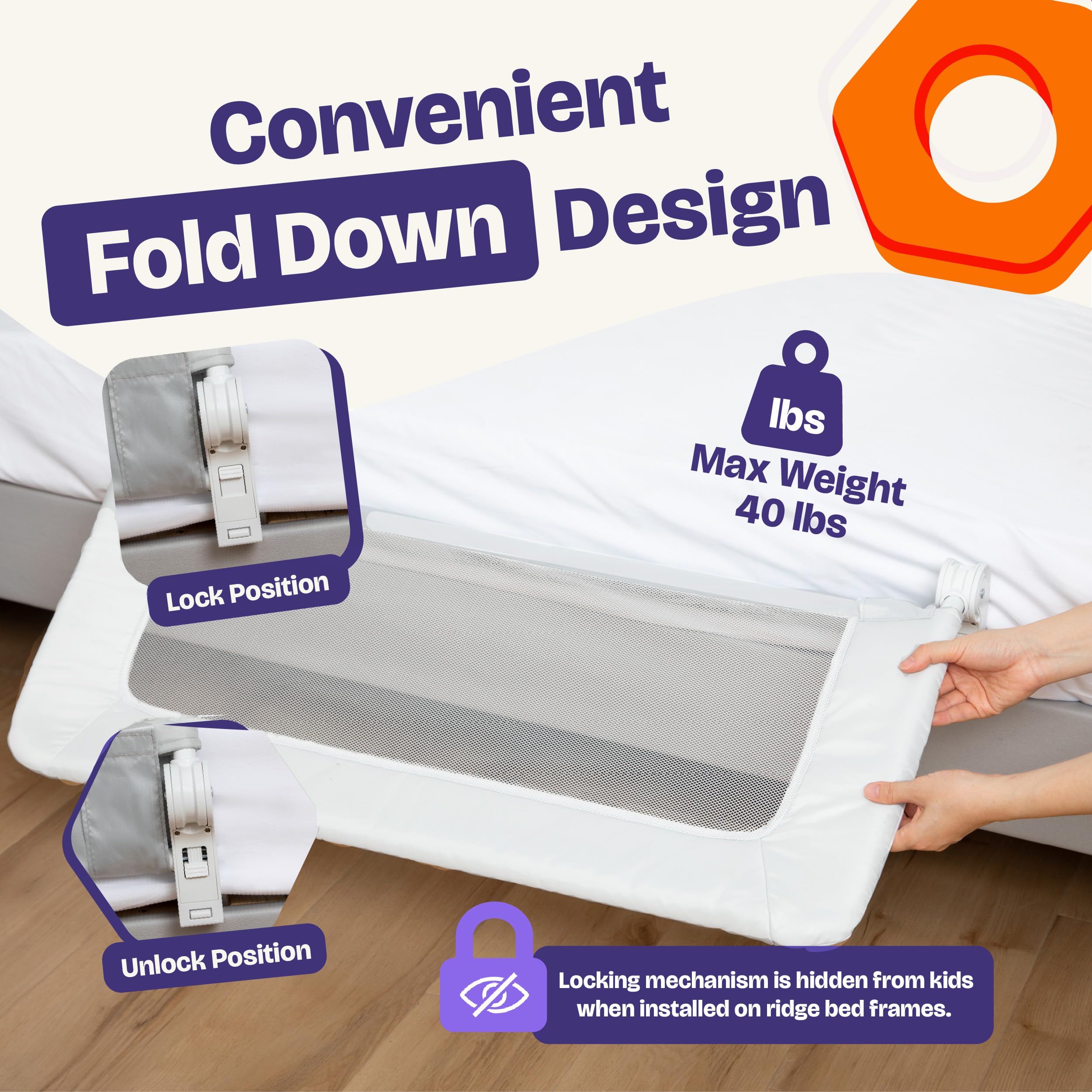 ComfyBumpy Paquete de 2 rieles de cama para niños pequeños de 35.5 pulgadas de largo x 19.5 pulgadas de alto | Rieles de cama para cama individual, matrimonial y niño pequeño | Protector de riel