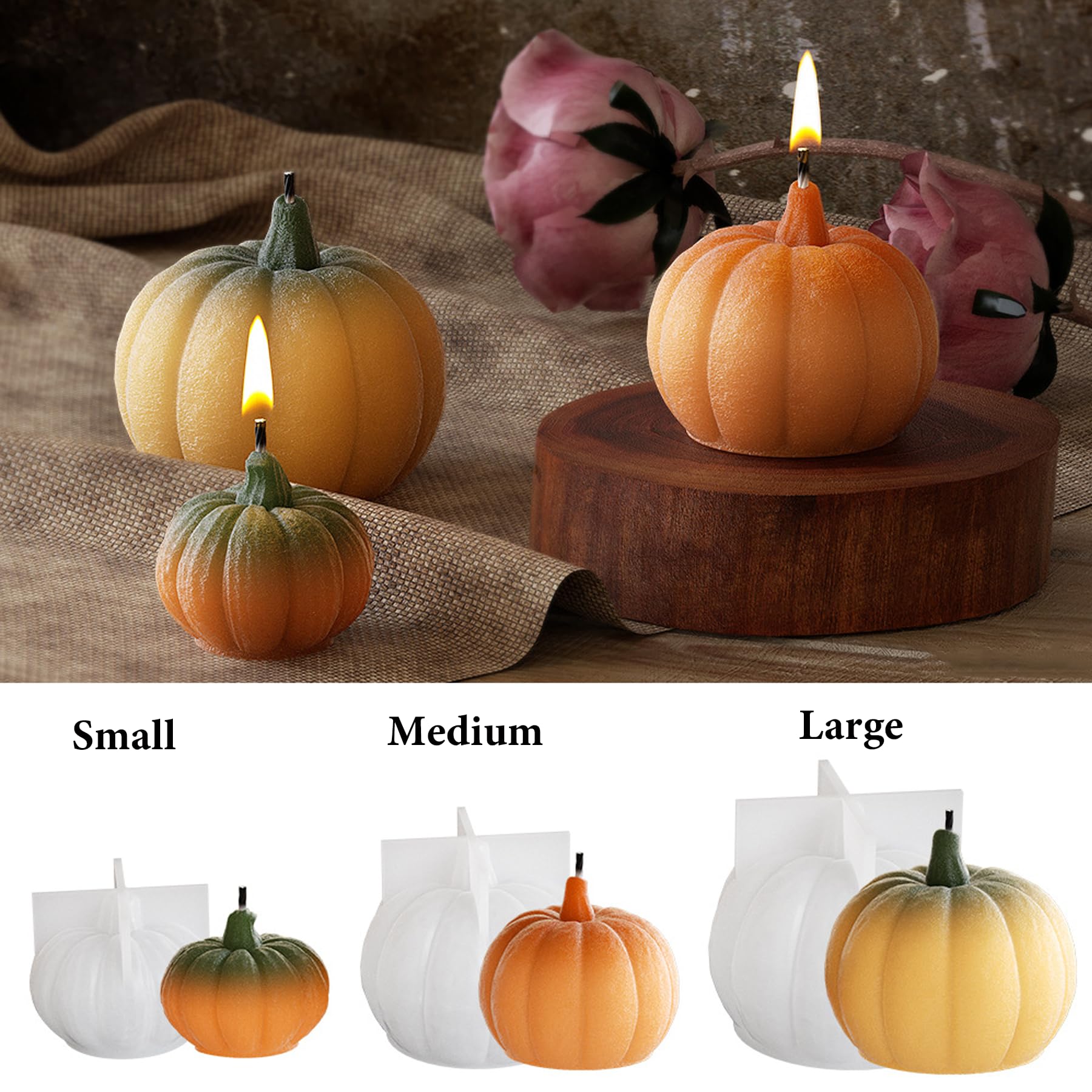 Pumpkin Candle Molds, Halloween Pumpkin Silicone Mold for Candle, Cake Chocolate, Candy, Clay, Soap, Butter DIY Crafting Projects (B)