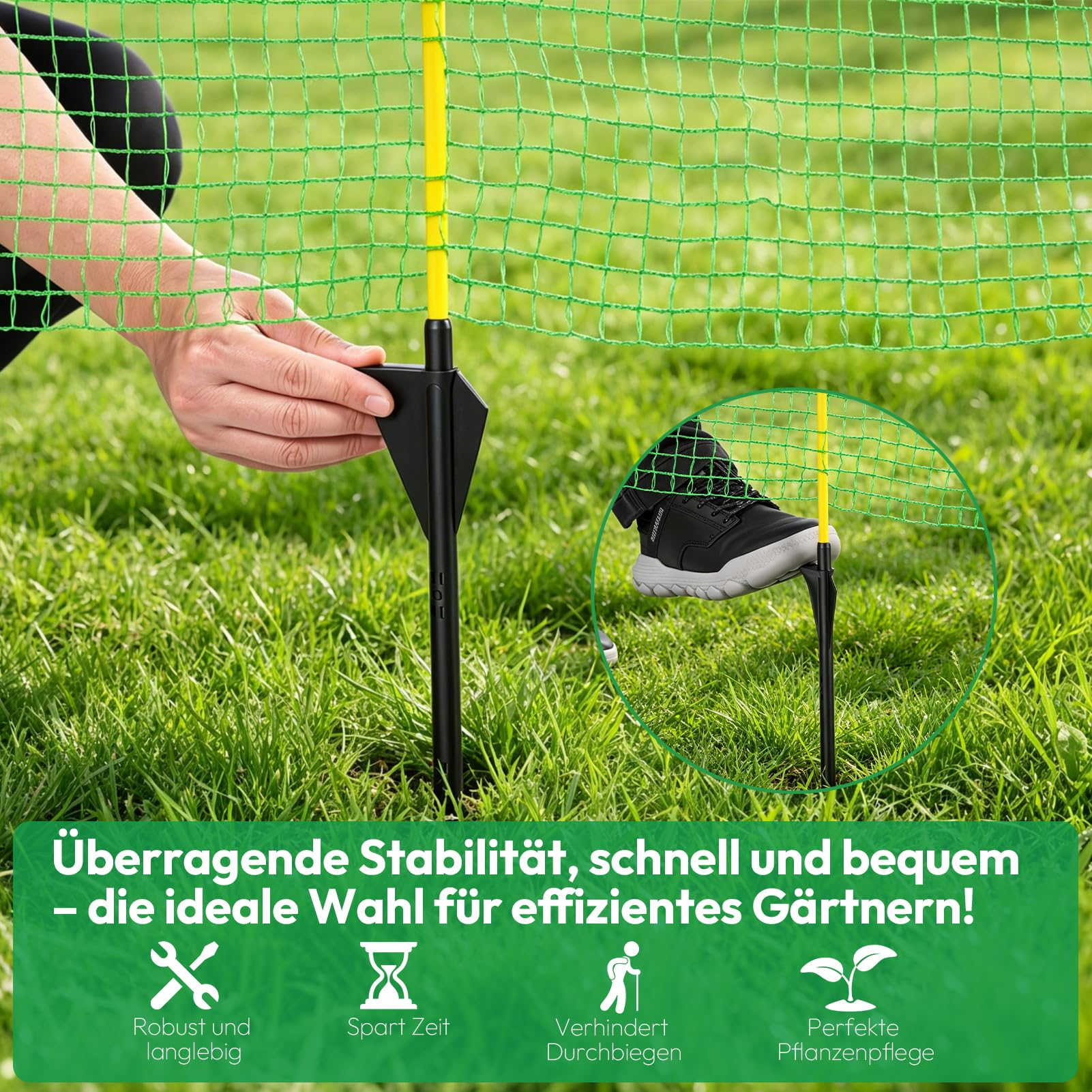 25m Gartennetz Universal Begrenzungszaun 90 cm Hoch | Mobiler Zaun Dunkelgrün Hundezaun Camping Beetschutz für Hasenzaun Garten