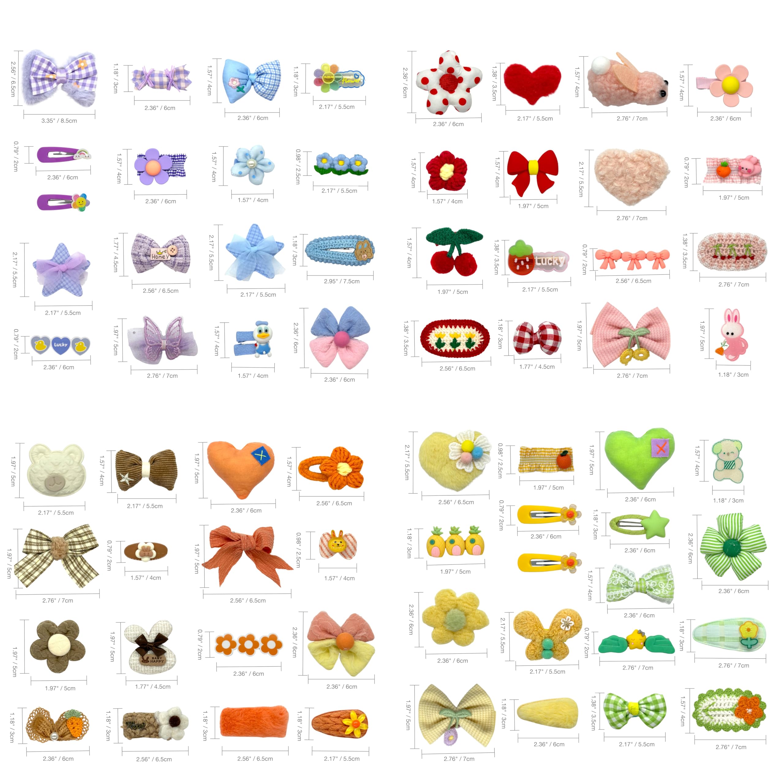 Lindos accesorios para el cabello para niñas, paquete de 69 pinzas para el pelo para niños, pasadores y lazos, pinzas forradas de cocodrilo, accesorios para el cabello para niñas pequeñas, niños y