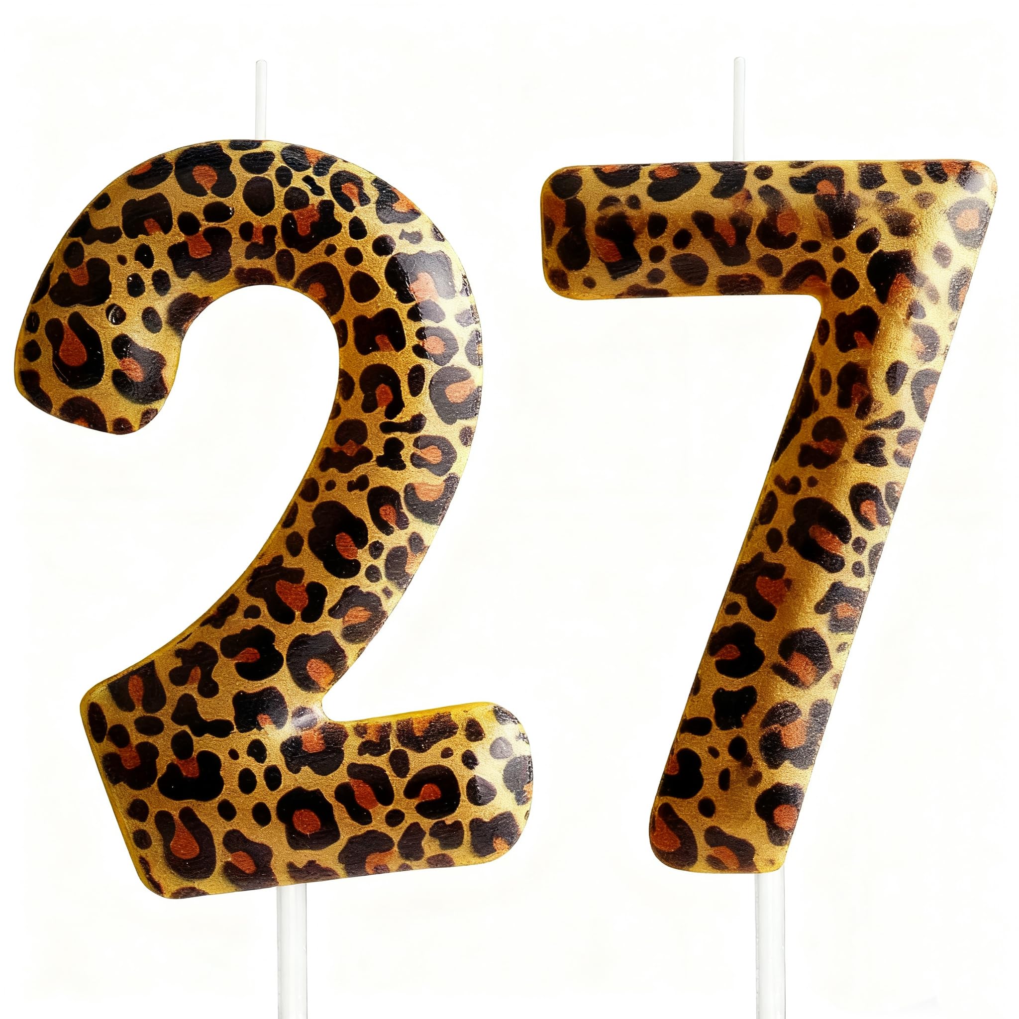 Yiran Leopard Print Birthday Candles Number 21, Realistic Leopard Printing Birthday Number Candles, Wild Onez Zoo Animals Themed Candle Cake for Boys and Girls Gifts Anniversary Party Supplies — view 16