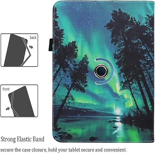 Miniatura 10 de Funda universal para tablet Android de 10 y 10.1 pulgadas, piel sintética, rotación de 360 grados, soporte de visión multiángulo, para tabletas de