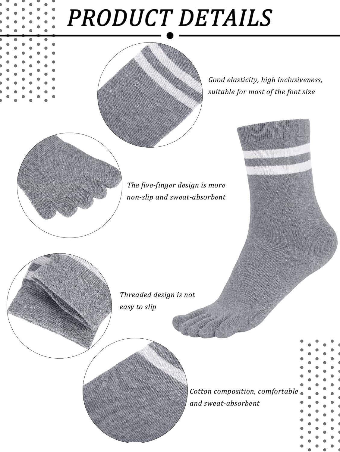 Zhanmai 6 Pairs Women's Five Toe Socks Cotton for Breathable Athletic Running Toe Separator for Women Men - Image 3