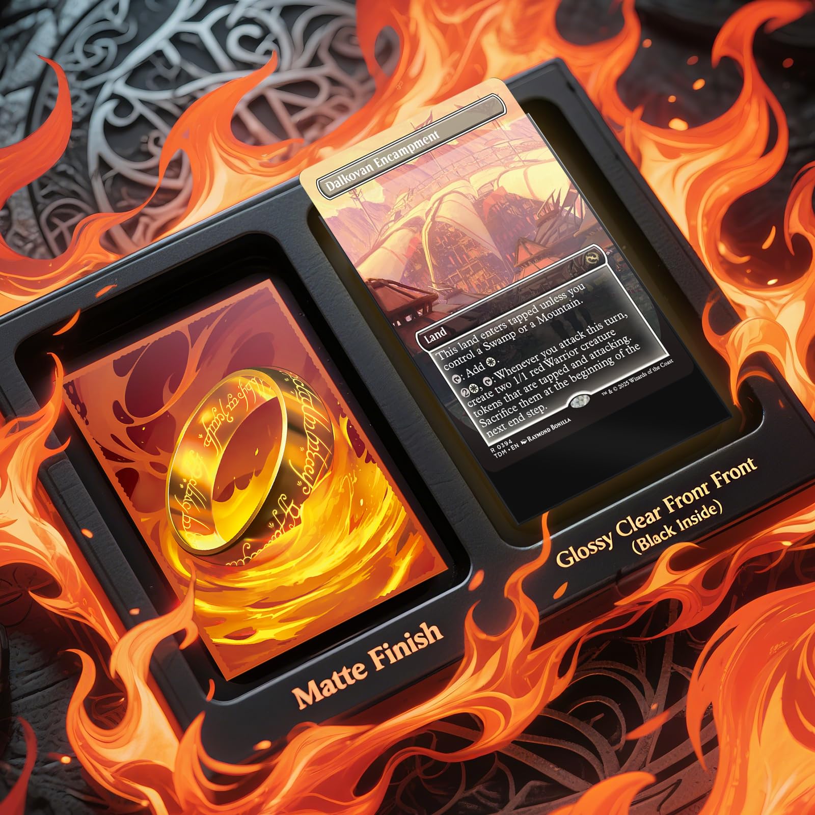 FUNinEDH MTG Card Sleeves - Limited Edition Textured Matte: Magic The Ring - 104 CT EDH Commander Sleeves for Magic The Gathering