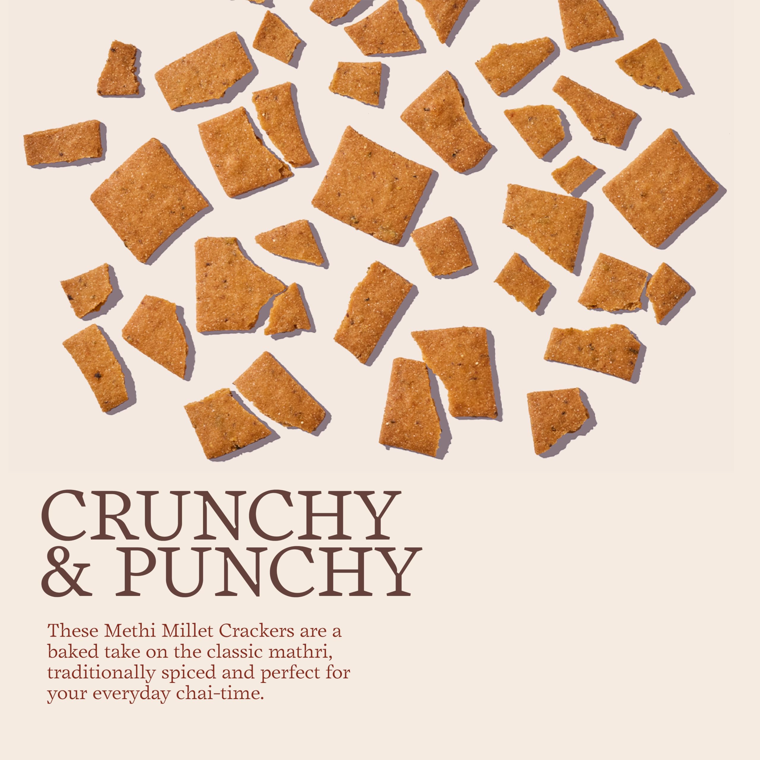 The Cinnamon Kitchen Methi Millet Crackers (100 g) | As Seen On Shark Tank | 100% Natural & Healthy | Refined Sugar Free | Plant Based | Gluten Free | Organic | PCOS Friendly | Baked and Not Fried - Image 6 thumbnail