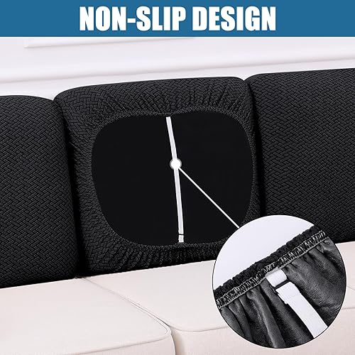 Miniatura 3 de Smiry Fundas de cojín impermeables para sofá, fundas de cojín elásticas de jacquard grueso, funda de asiento lavable, protector elástico de muebles