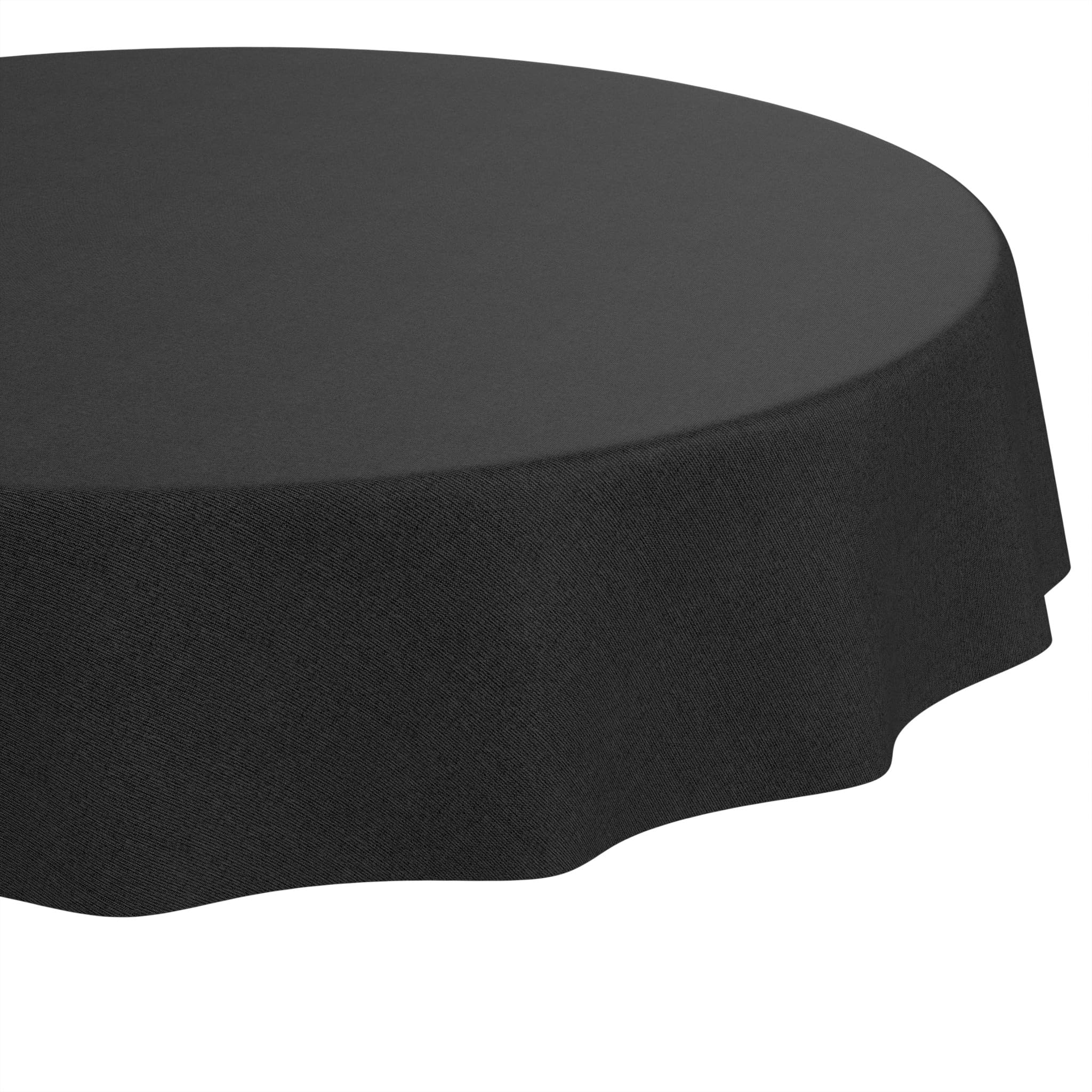 ANRO Washable Tablecloth Anthracite Linen Look Round 120 cm - Garden Tablecloth Indoor Outdoor Water-Repellent Dirt-Repellent Easy Care Cut Edge