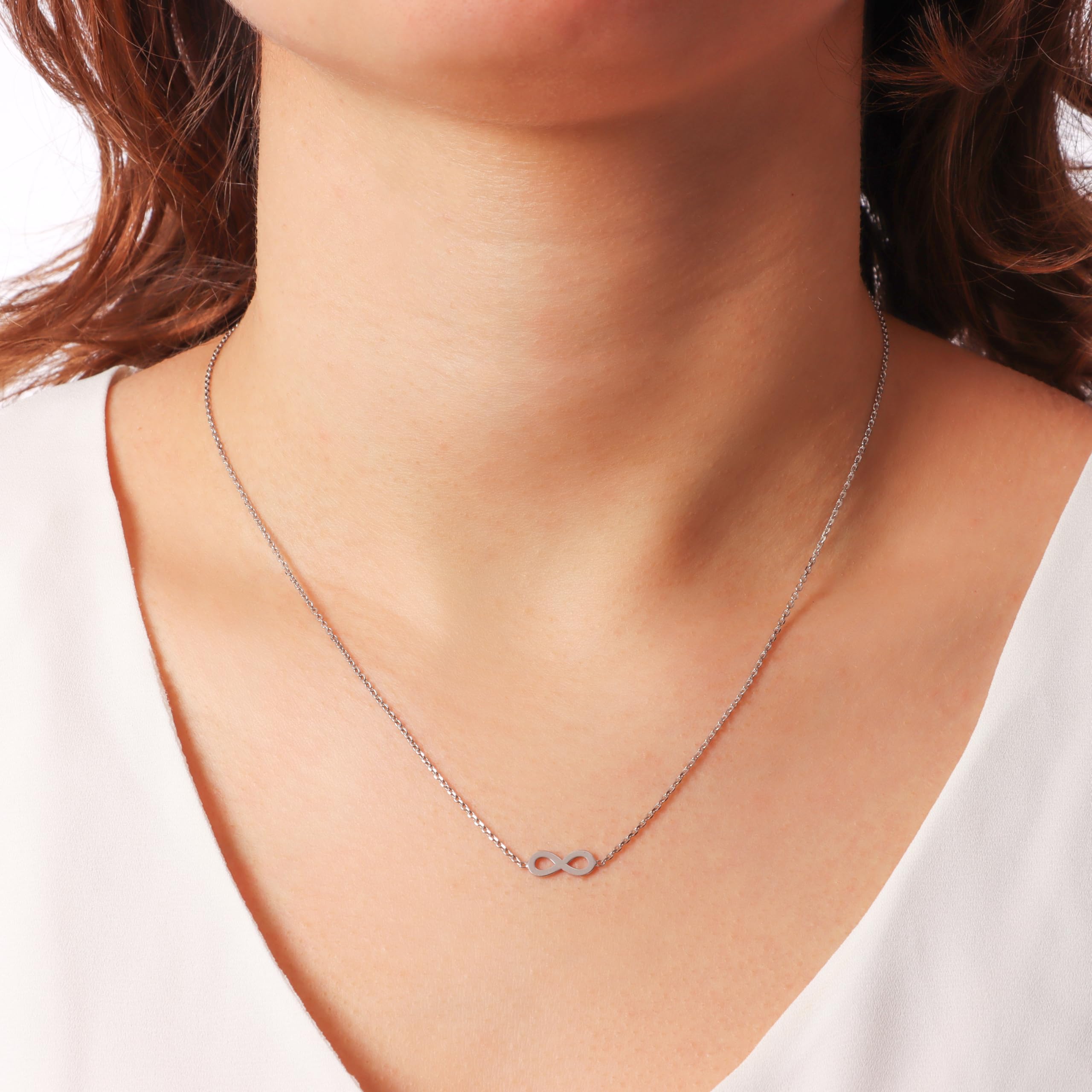 MILOR Collana donna in argento 925 placcato platino con ciondolo Infinito – Girocollo elegante e ipoallergenico – Gioielli donna made in Italy – Regalo per Festa della mamma e compleanno