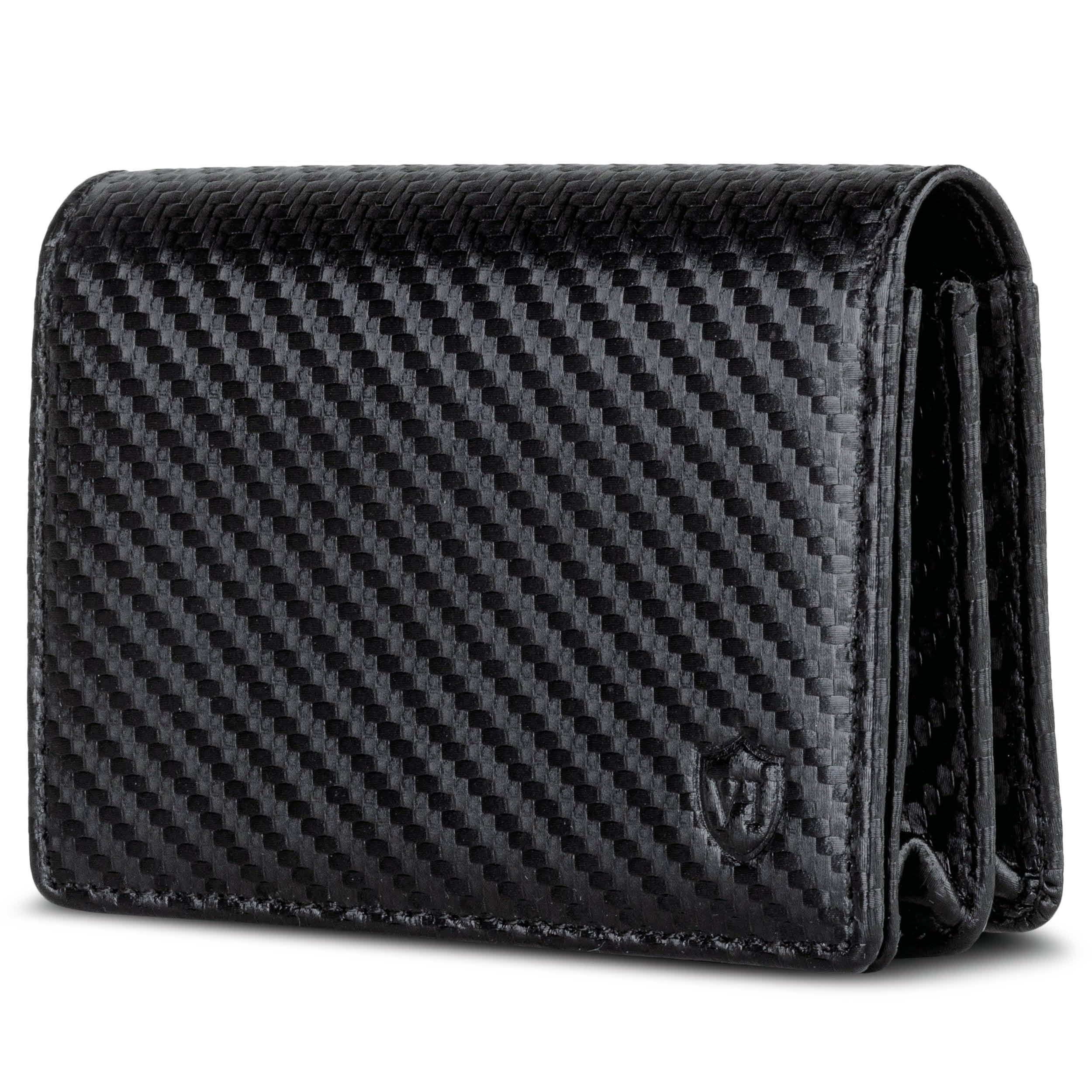 VON HEESEN® Visitenkartenetui in Carbon-Optik mit RFID-Schutz - Platz für 50 Visitenkarten - 6 Fächer - Visitenkarten Etuis - Geschenk für Damen & Herren (Carbon)