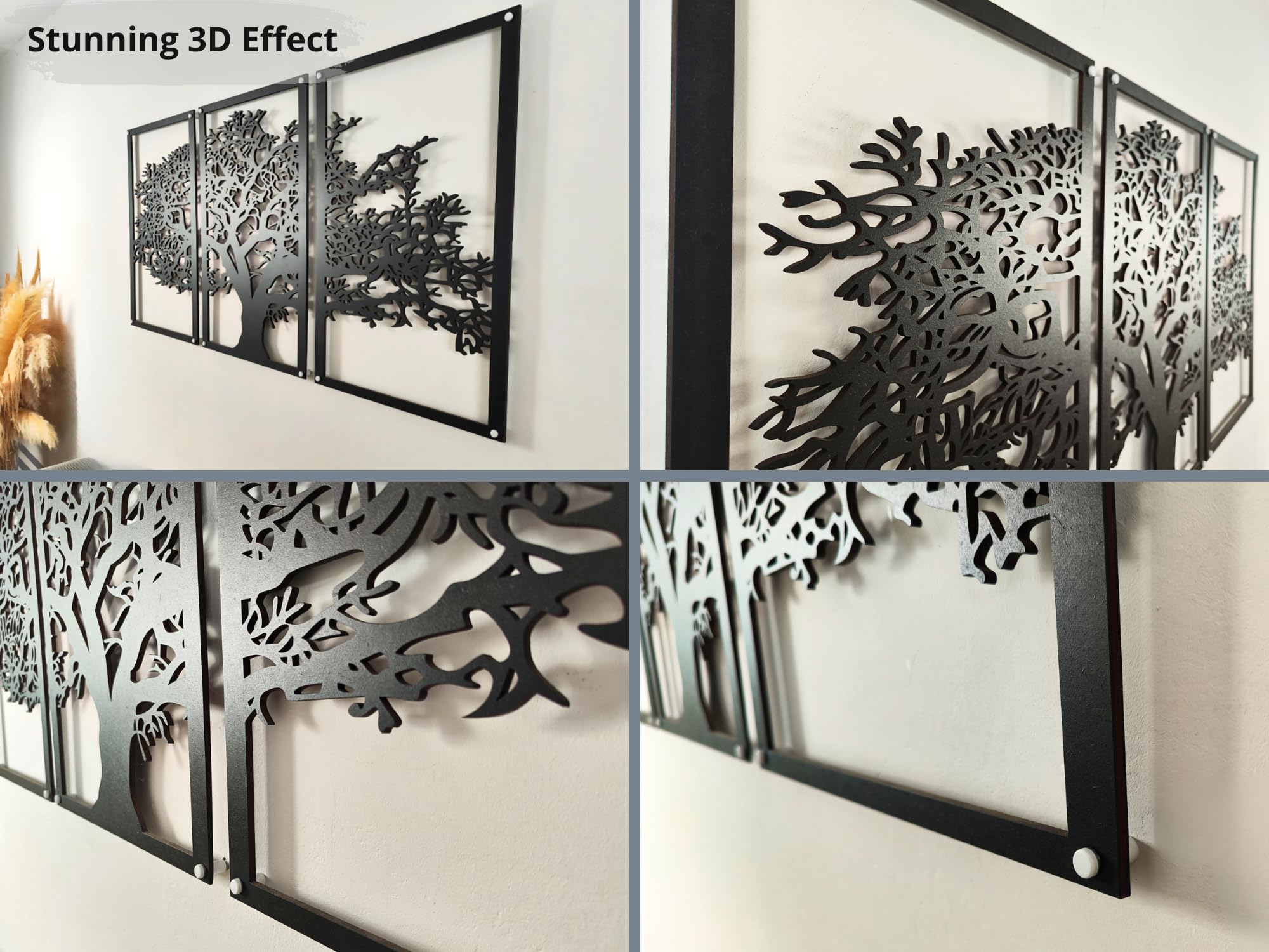 VAILLA Wanddeko, Wandbild aus Holz, Home Wall Art Dekoration 3D, Moderne Bilder für Zuhause Büro Schlafzimmer, Wohnzimmer und Küche (Baum 1)