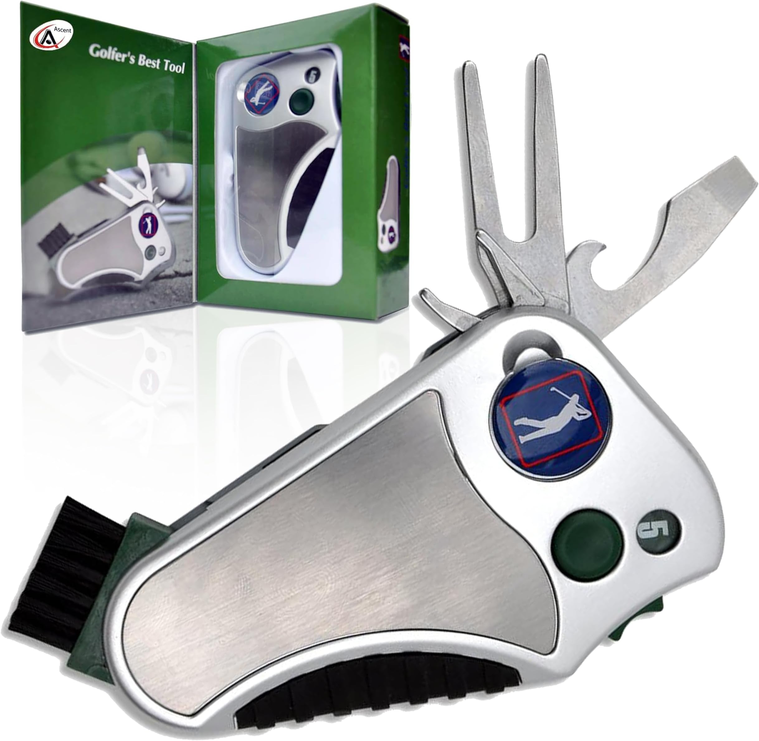 Golfer's Best Tool – 6-in-1 Golf Multitool for Men & Women | Stroke Counter, Divot Repair, Brush, Ball Marker, Cleat Tightener, Club Cleaner | Compact Golf Gift & Souvenir