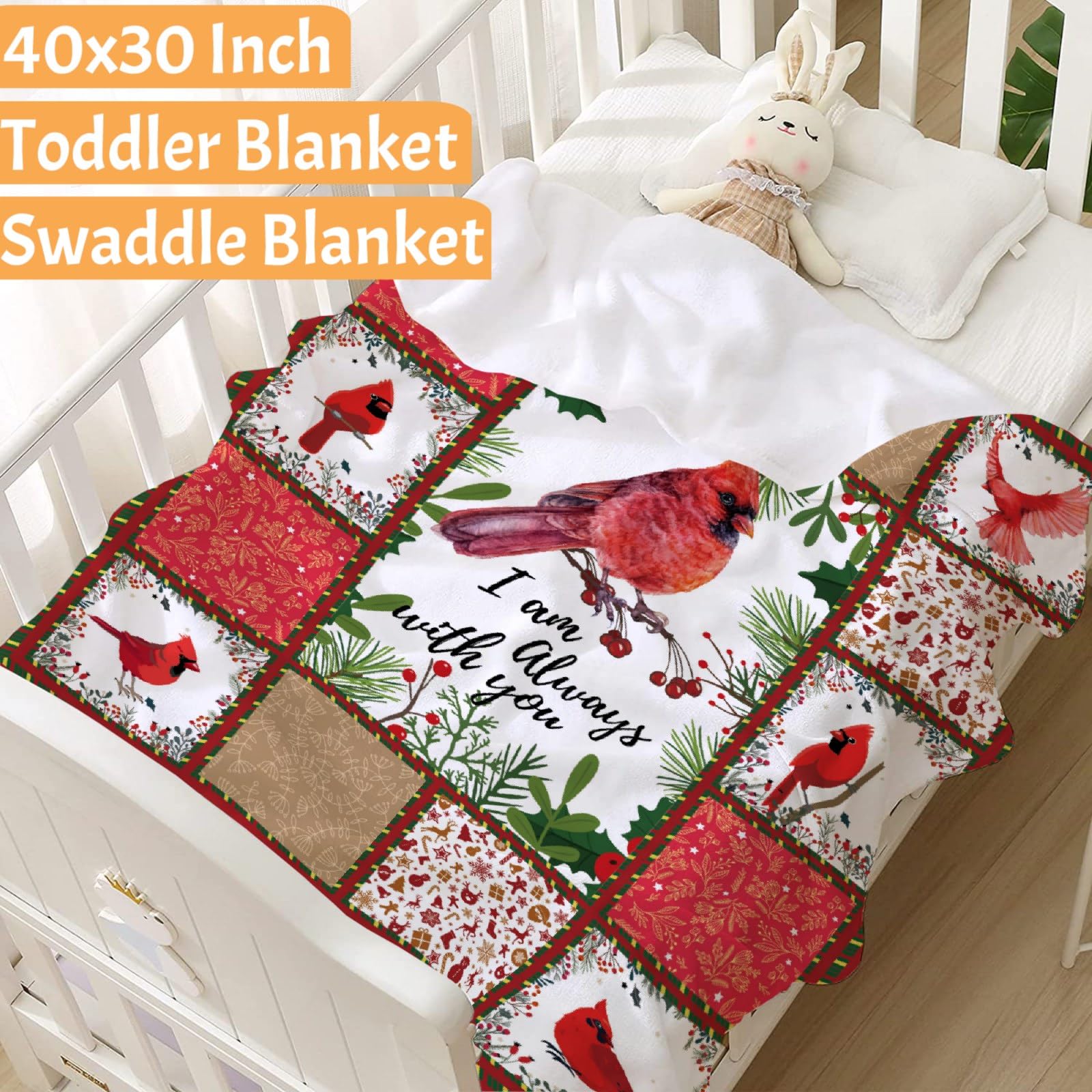 Northern Cardinal Christmas Blanket with You Red Throw Blanket for Couch Soft Fleece Blanket Christmas Decorations Teen (60