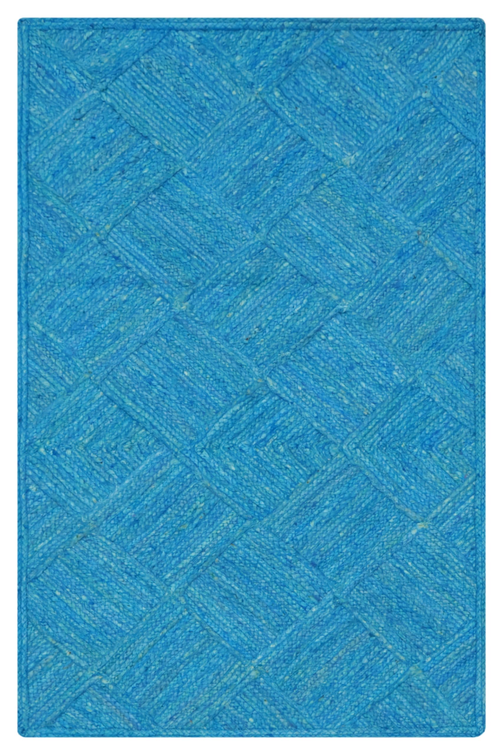 Tapis en jute tressé bleu turquoise 6x61 cm de couloir et escalier