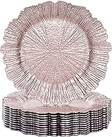 Vista 17 de MAONAME Platos Base Naranjas, Platos Base de Arrecife para Plato de Cena, Platos Base de Plástico de 13 Pulgadas para Decoración de Bodas, Juego de 6