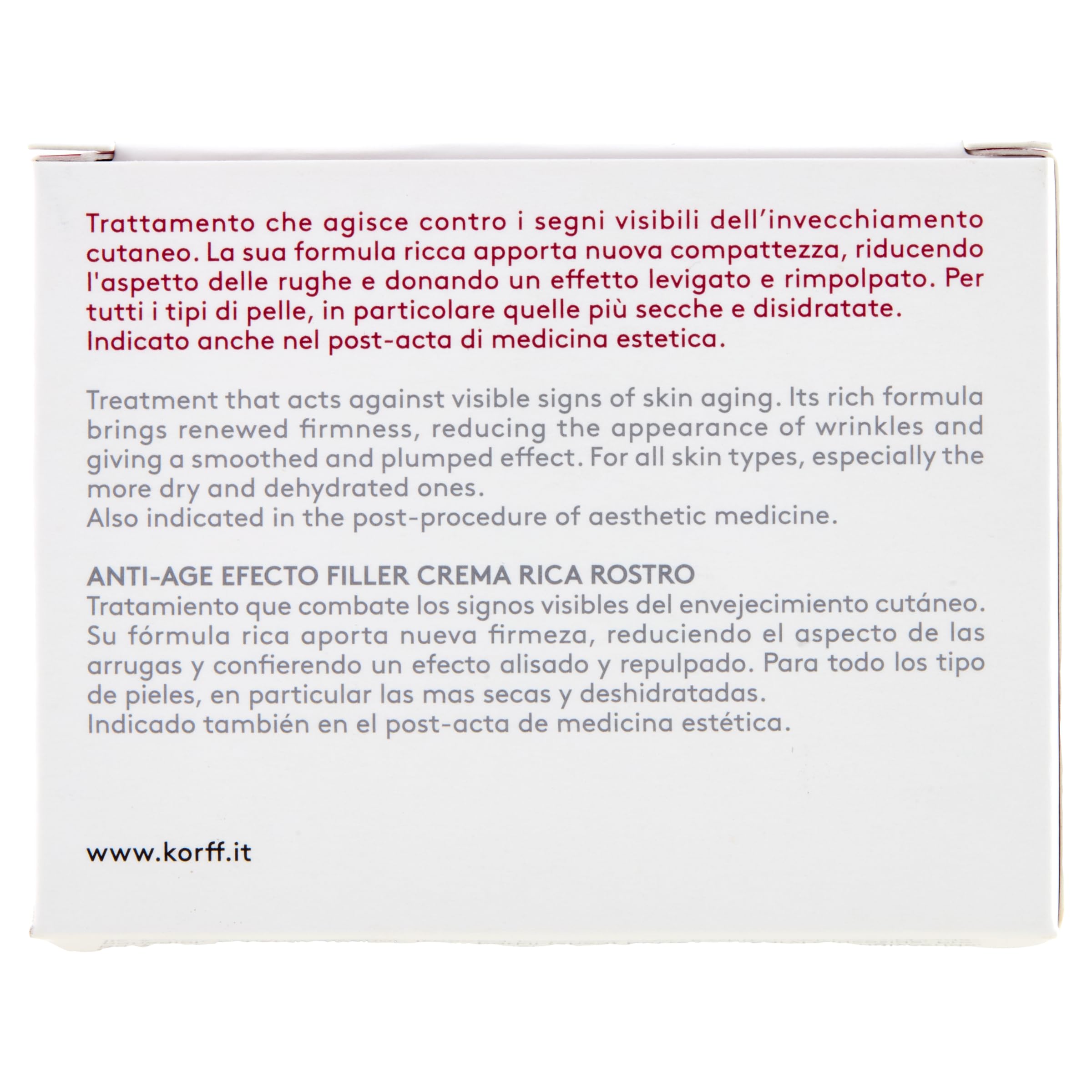 Korff Reichhaltige Gesichtscreme, Anti-Aging, Collagen Age Filler, Anti-Falten-Behandlung für glatte und hydratisierte Haut, für alle Hauttypen, geeignet für post-acta für ästhetische Dermatologie, 50
