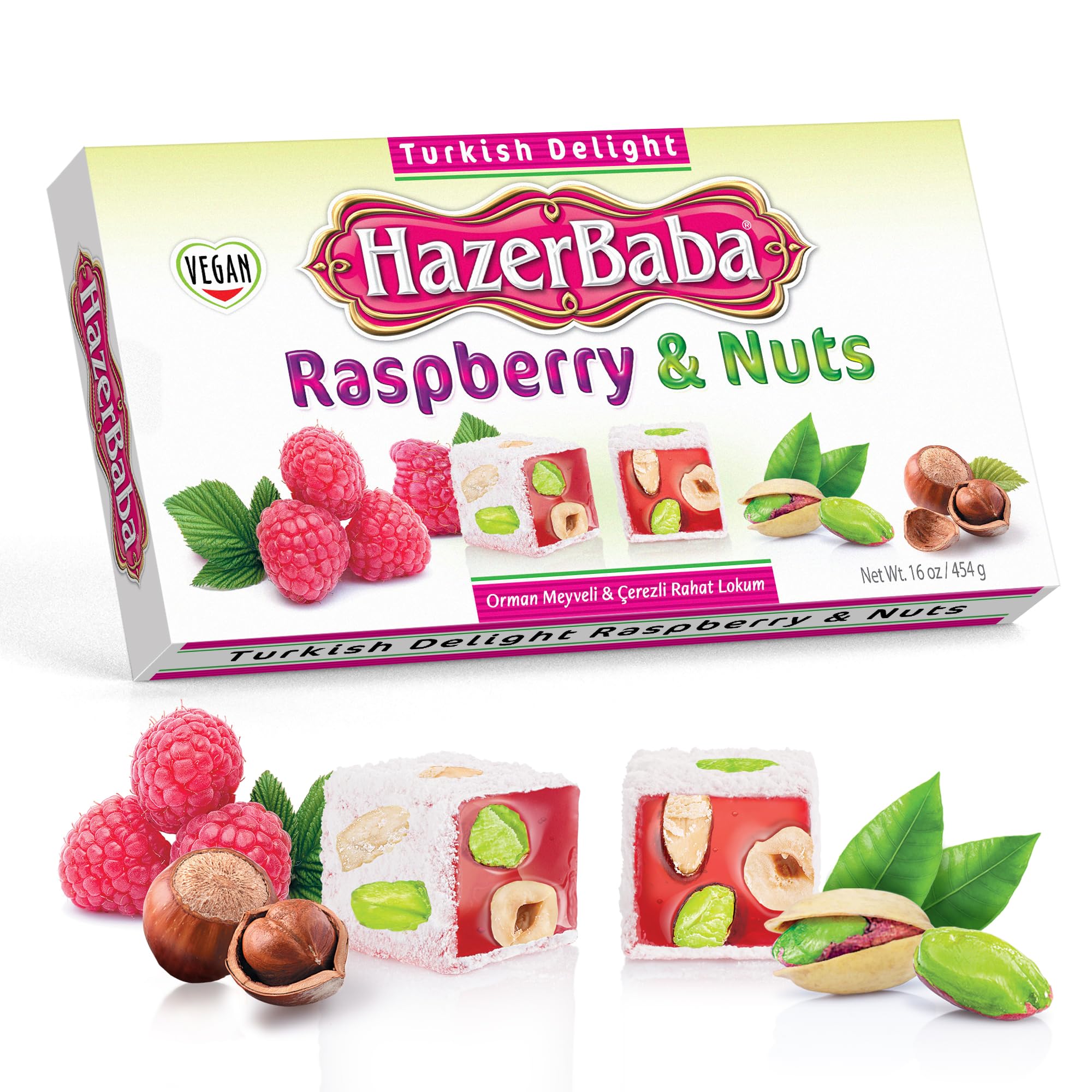 Amazon.com : HazerBaba Turkish Delight Candy with Nuts & Raspberry