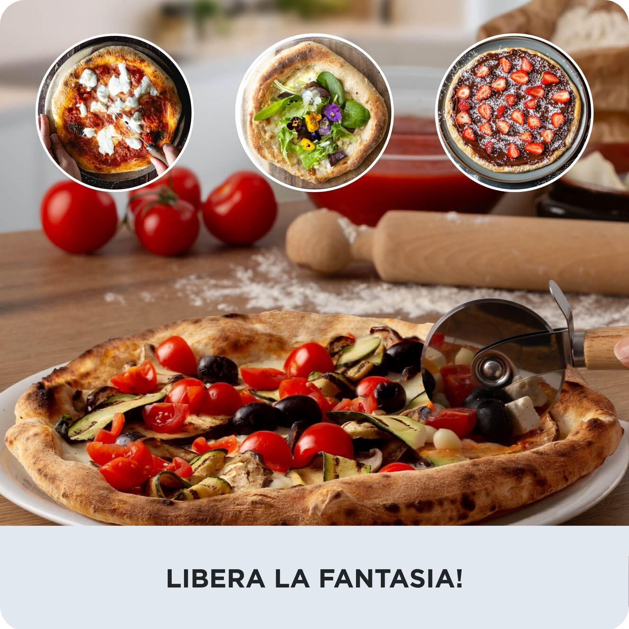 Ariete 3901 Da Gennaro, Forno per pizza, 2200W, Temperatura 430°C, 2 minuti di cottura, Pietra refrattaria, Rosso