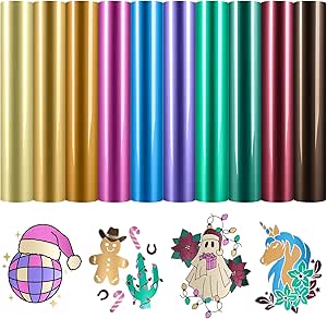 VINYL FROG 10 Sheets Matte Metallic HTV - Heat Transfer Vinyl For T-Shirts & Crafts