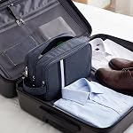 BTSKY Toiletry Travel Bag for Men and Women, Portable Travel Bag for Toiletries, Travel Shaving Dopp Kit for Toiletries Accessories, Cosmetics, Dark Blue