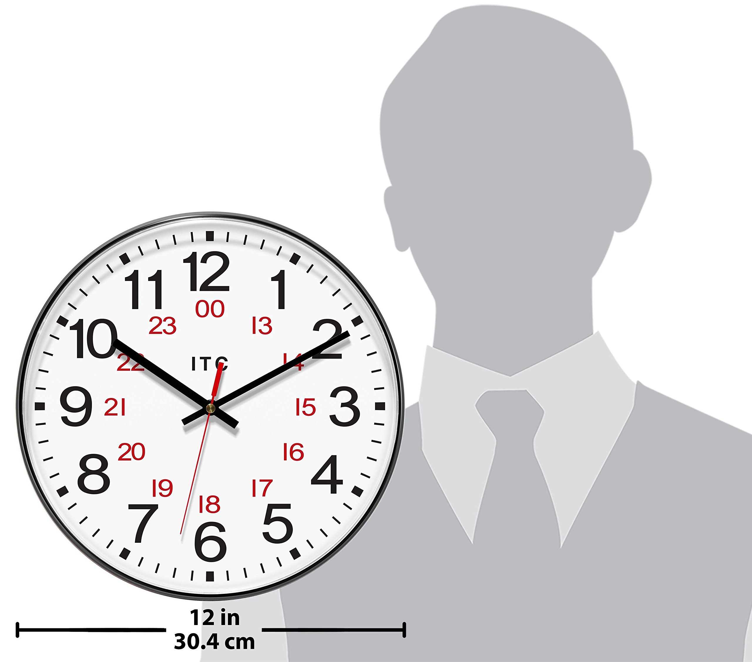INFINITY/ITC 90/1224-1 - Reloj combinado 12/24 horas, 30,5 cm de diámetro
