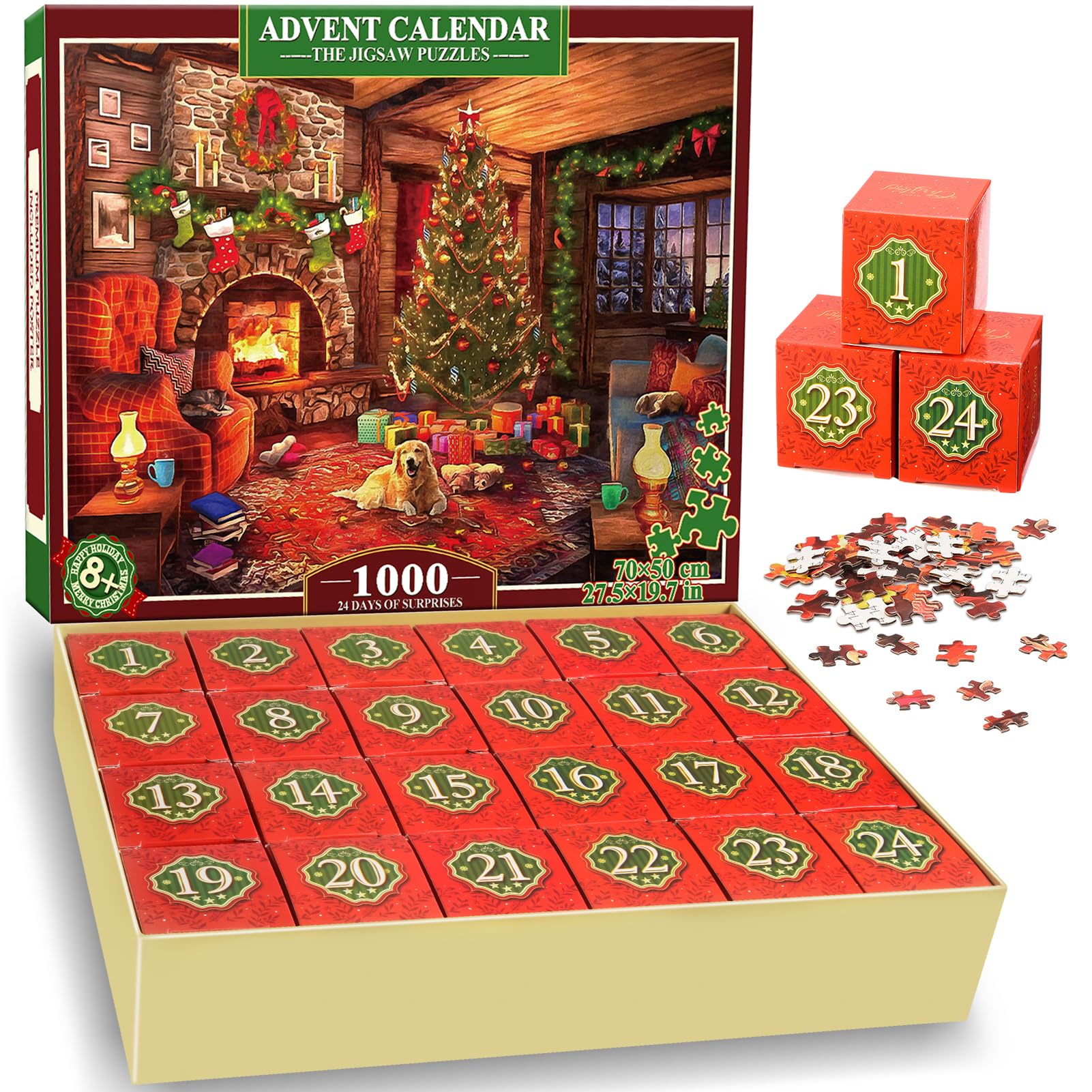 Advent Calendar 2025, Jigsaw Puzzles for Adults 1000 Christmas Gifts for Women Men Kids Puzzles for Adults Girlfriend Birthday Presents Gifts for Mum Dad Christening Gifts for Teenage Girls Boys