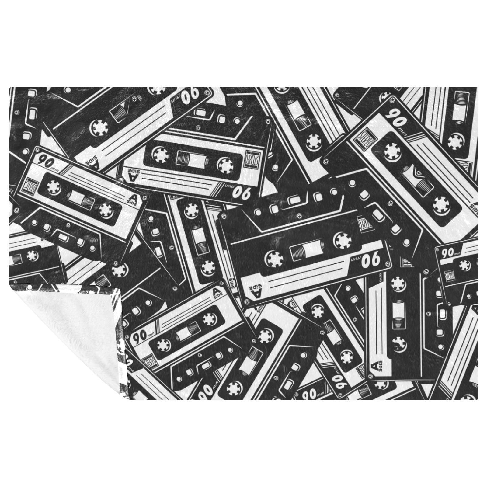 Couverture plaid cassette rétro vintage de 150x100 cm pour le lit et canapé