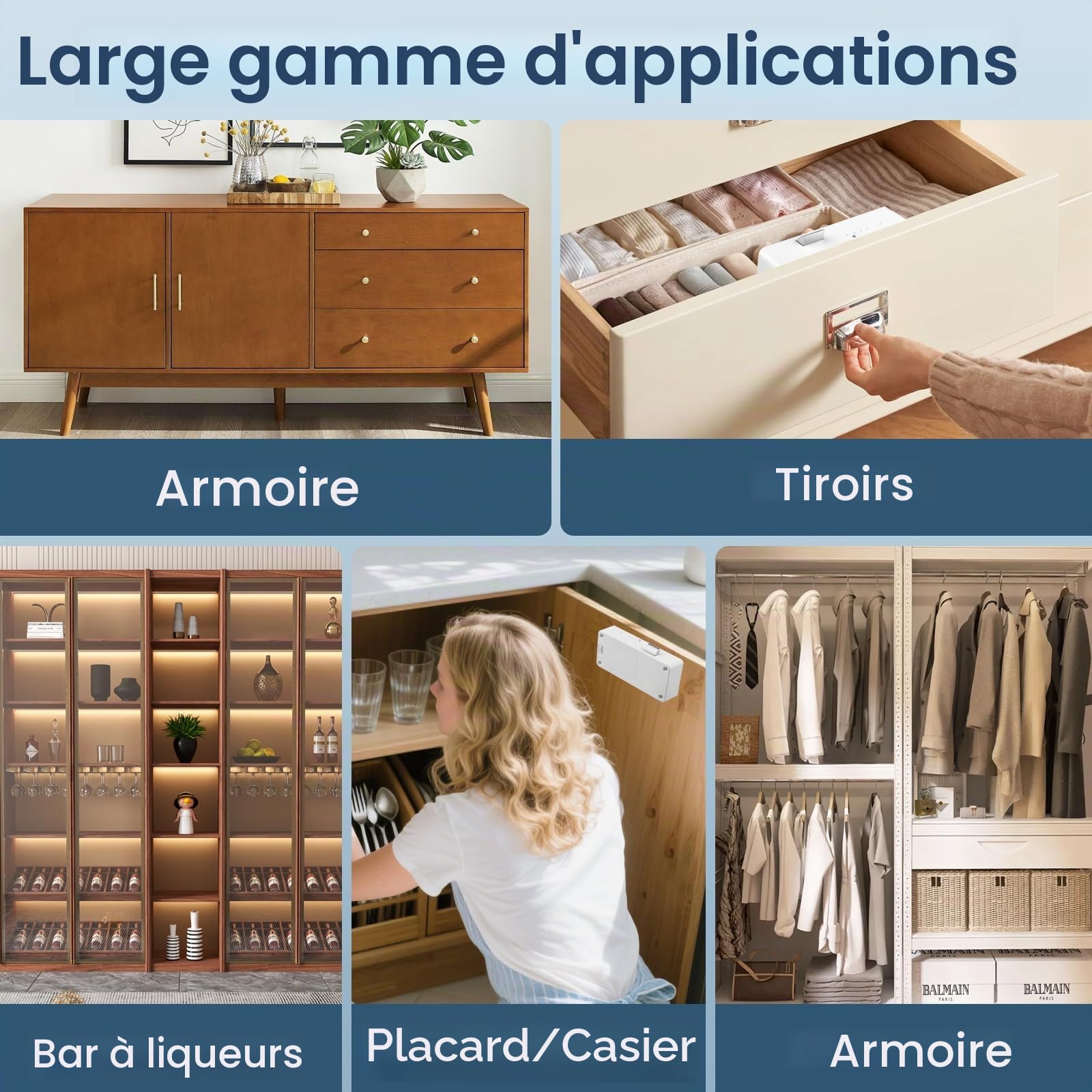 Serrure Connectée, Serrure RFID Bluetooth Serrure de Tiroir Électronique Serrure d'Armoire Intelligente NFC Sécurité Enfant Cachée