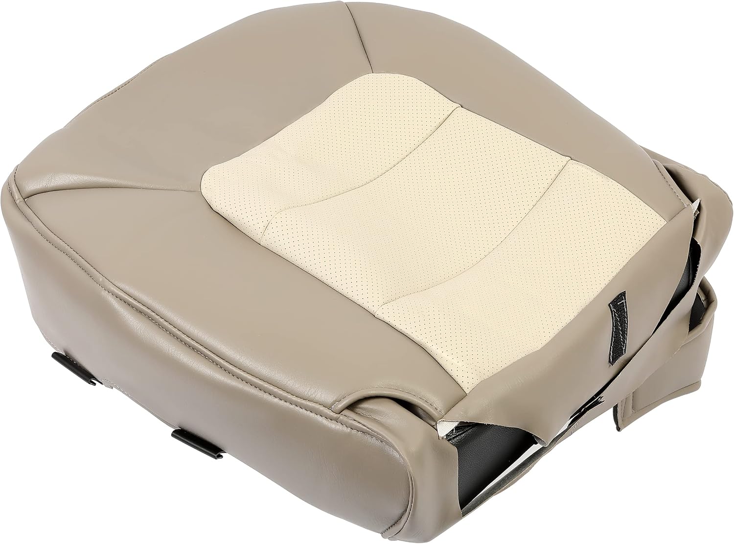 KUAFU Driver Bottom Seat Cover Vinyl Artificial Leather Beige Compatible with 2003-2006 Ford Expedition Eddie Bauer 4x4 2WD 4.6L 5.4L Left Seat Cushion Protector