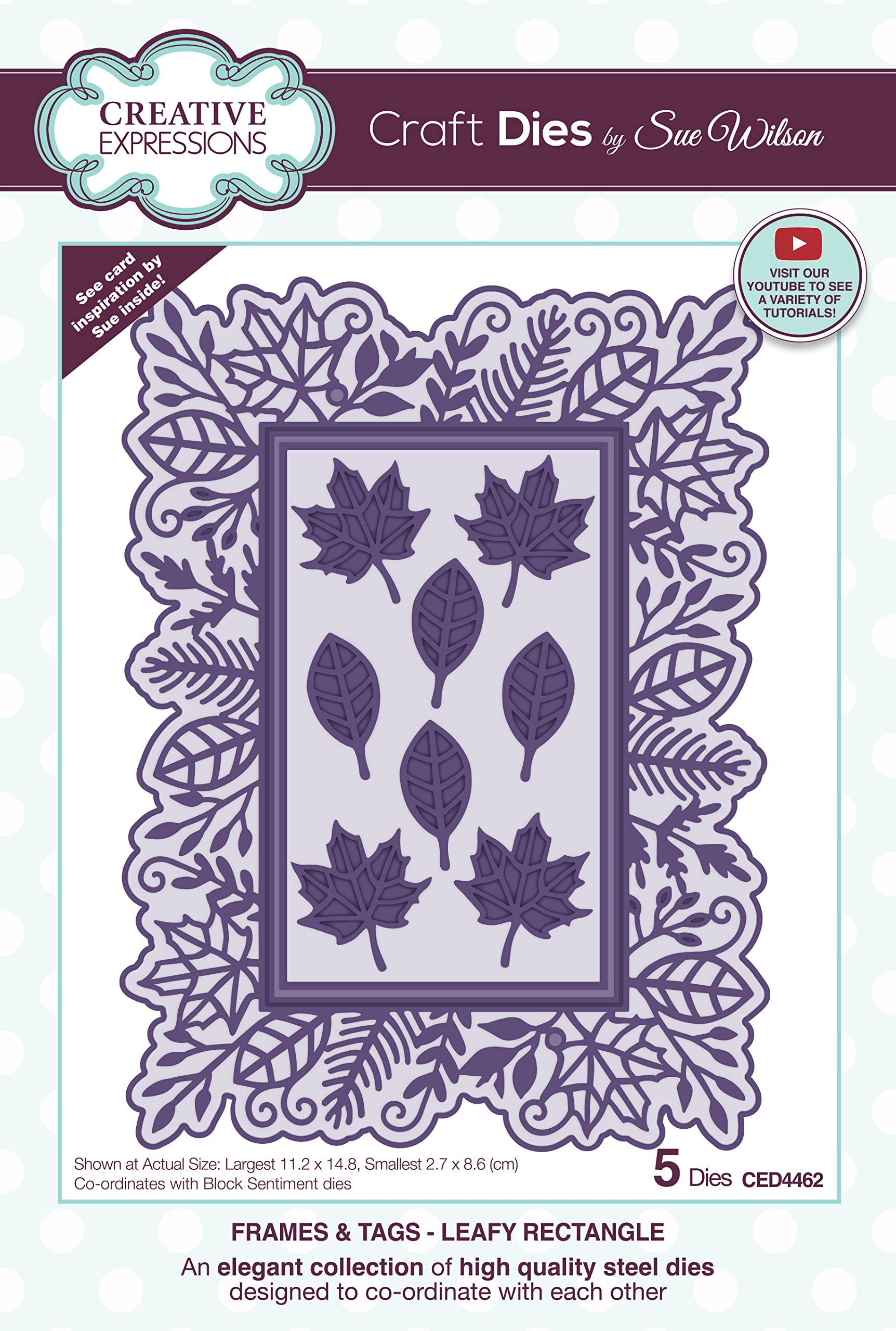 Creative Expressions Sue Wilson-Frames & Tags-Leafy Rectangle-Craft, Metal, Largest die 11.2 14.8 cm