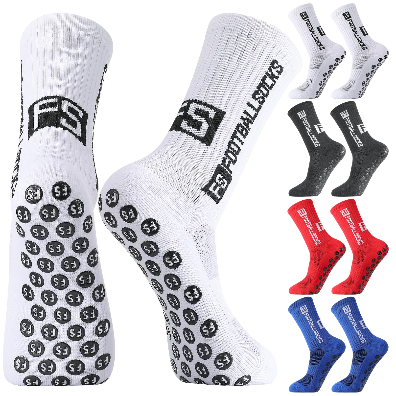 Utensilsto 4 paia di calzini da calcio per bambini, antiscivolo, per calcio, basket, corsa, rugby, tennis, 4 paia