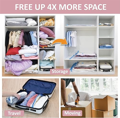 Miniatura 3 de Paquete de 6 bolsas de almacenamiento al vacío jumbo XXL, bolsas de sellado al vacío extra grandes para edredones, ropa de cama, almacenamiento