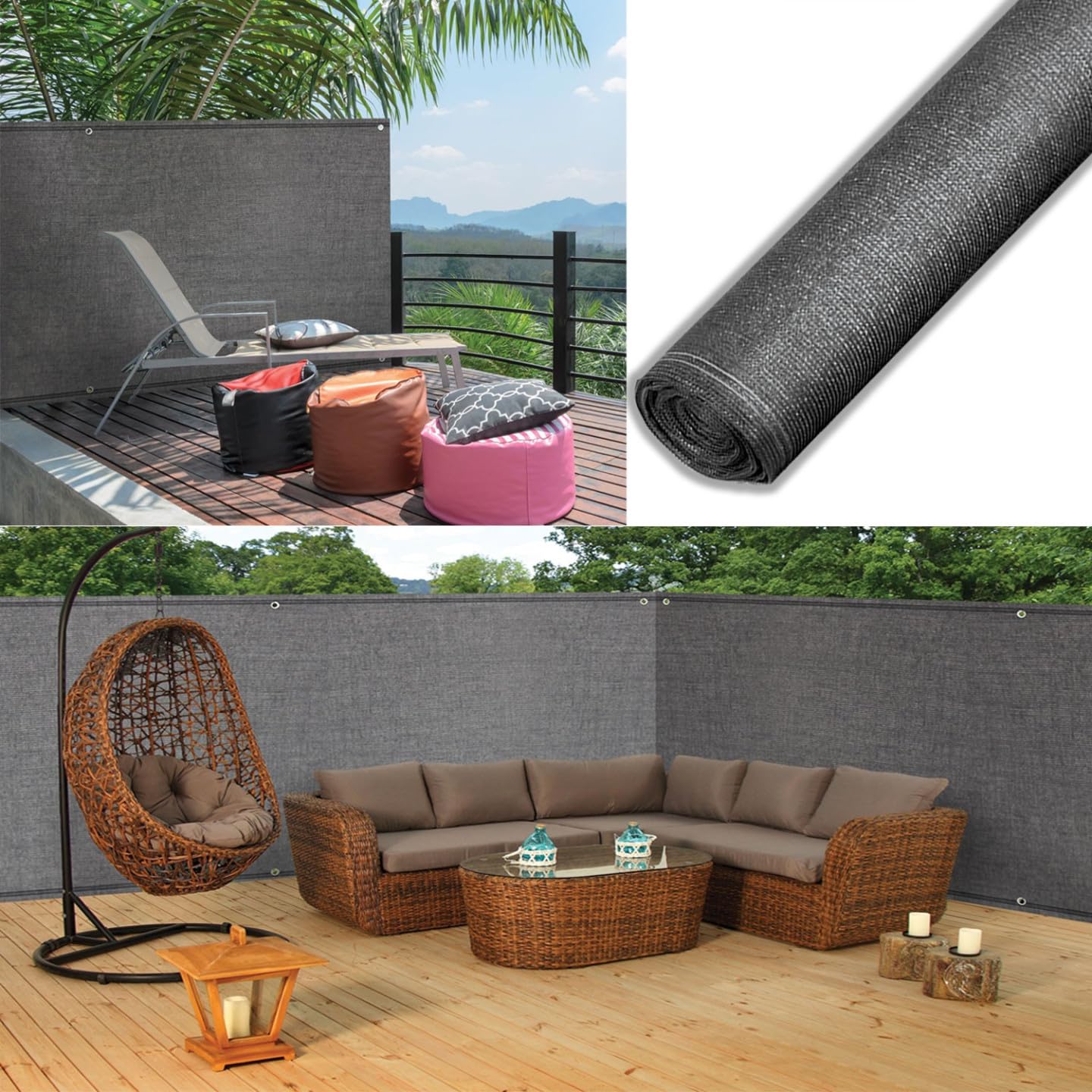 Probache - Brise Vue renforcé 1 x 10 M Gris 220 GR/m² Luxe Pro
