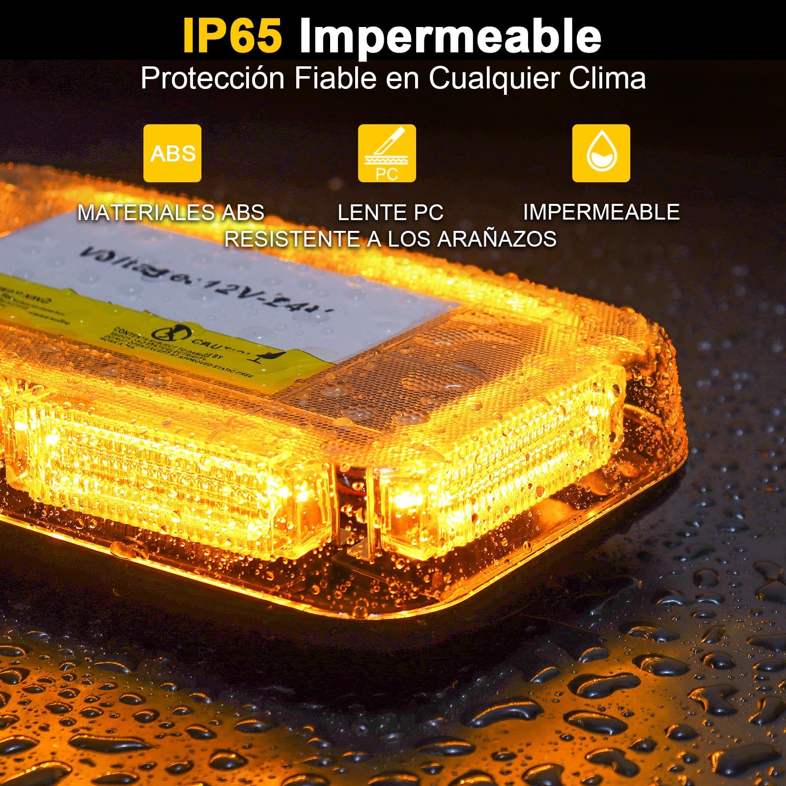 Rotativo Luz LED Estroboscópica, 12V-24V 90 LED Amarillo Luz de Emergencia para Vehículos de Construcción Carretilla Elevadora Tractor Remolque Quitanieves