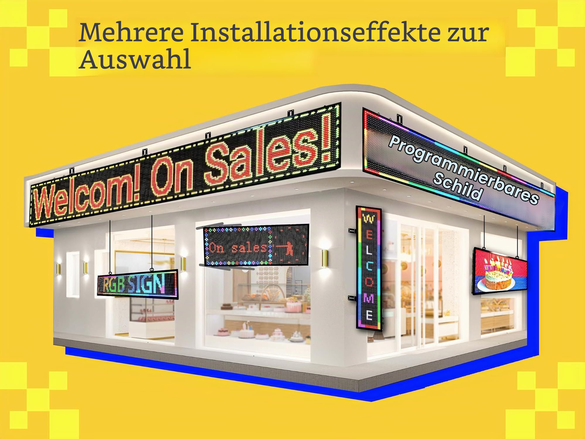 P10 LED-Großdisplay LED-Schild 192x32cm | 4000cd/m² + IP65 Allwetter | Programmierbares Leuchtschild mit SMD-Technik – Für Foodtrucks, Außenwerbung & Events WIFI/U-DISK KONTROLLE