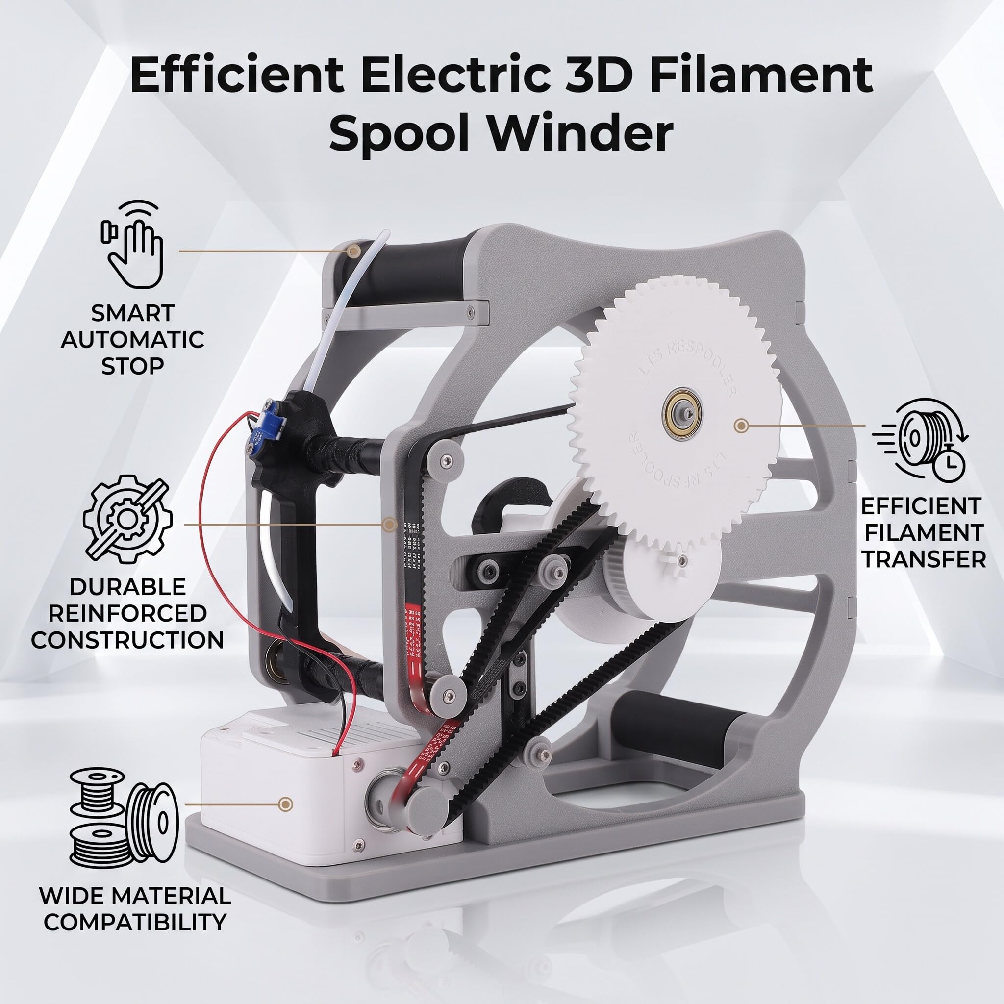 Enrouleur Bobine Filament 3D, 1kg, Arrêt Auto, ABS