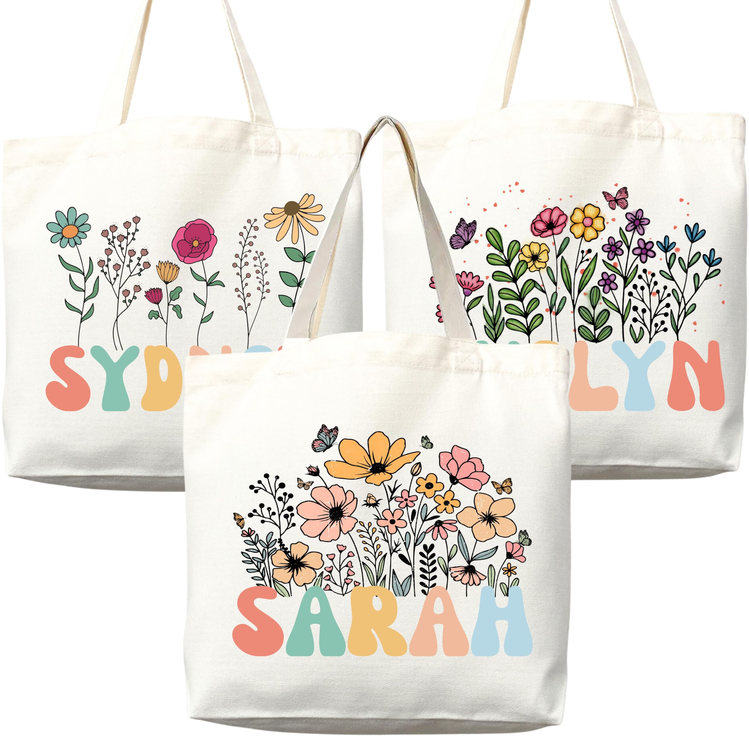 Personalized Custom Name Tote Bag - Premium Canvas, Reusable, Eco-Friendly- Gift for Women, Bridesmaids, Teachers, Nurses