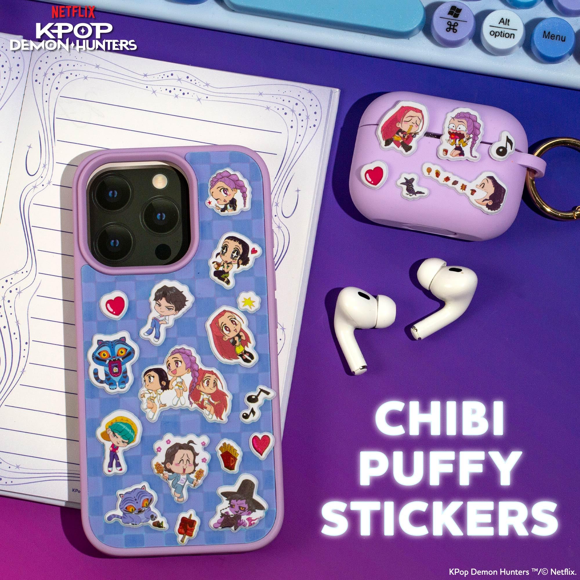 Diario Kpop Demon Hunters™, set da 40 pagine doppie con righe, adesivi Kpop bonus e penna, merchandising ufficiale K Pop Demon Hunters per fan di K-Pop, studenti, adolescenti